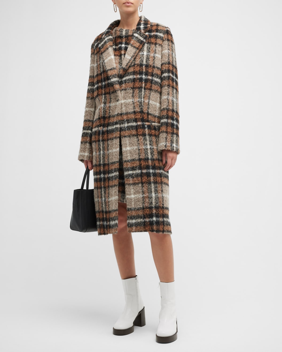 ARIAS New York Single-Button Plaid Wool Coat
