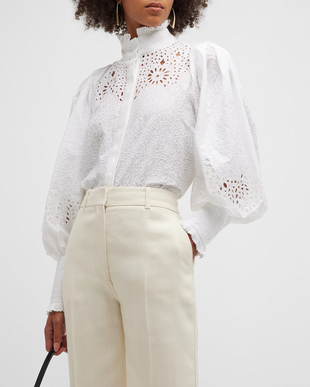 Kobi Halperin Ivana Embroidered Button-front Blouse In White