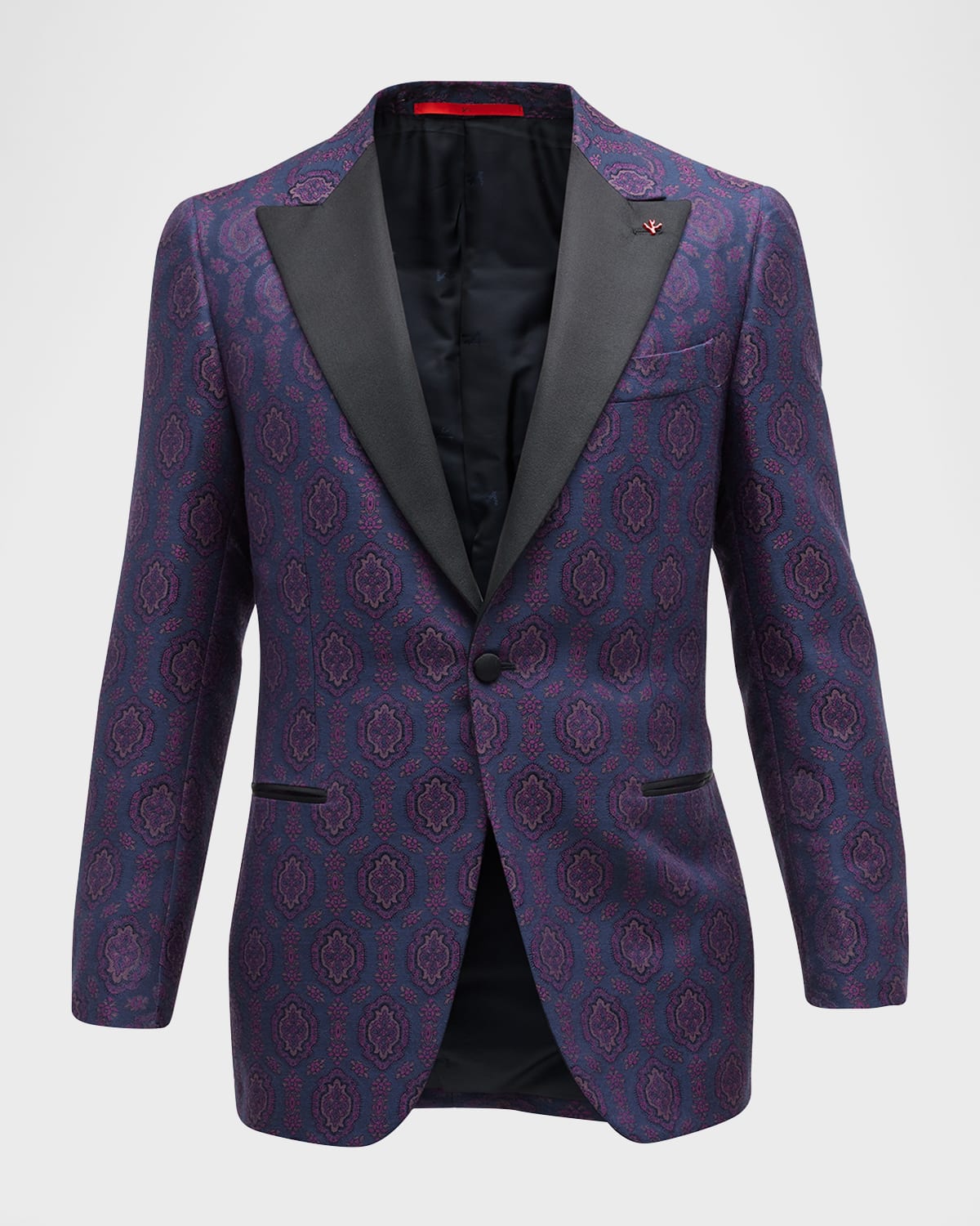 Isaia Men's Sanita Jacquard Tuxedo Jacket In Navy