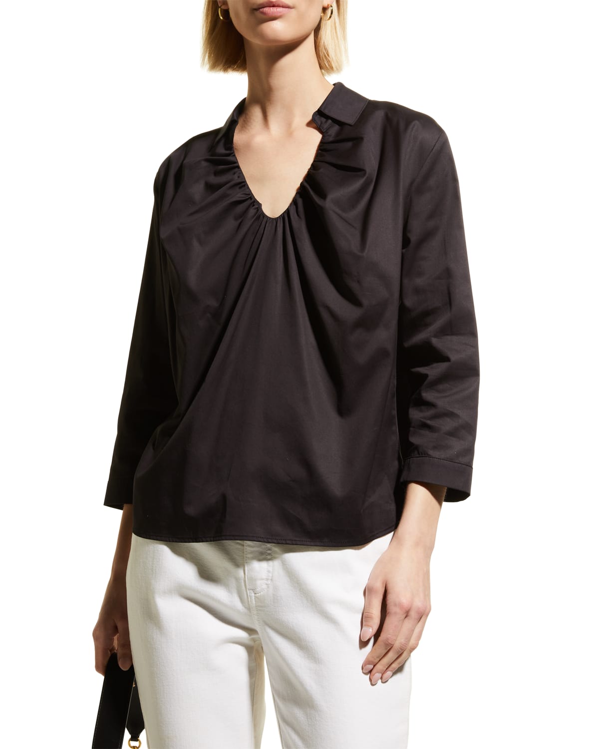Harshman Nerello Ruched Scoop-Neck Blouse