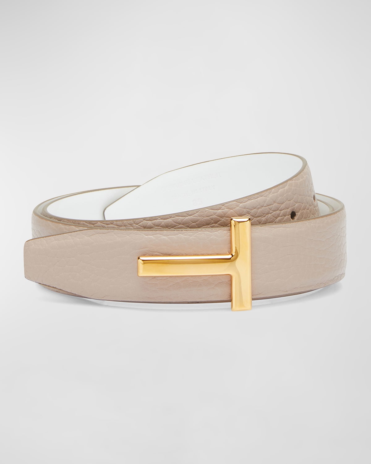 T Buckle Grain Leather Belt