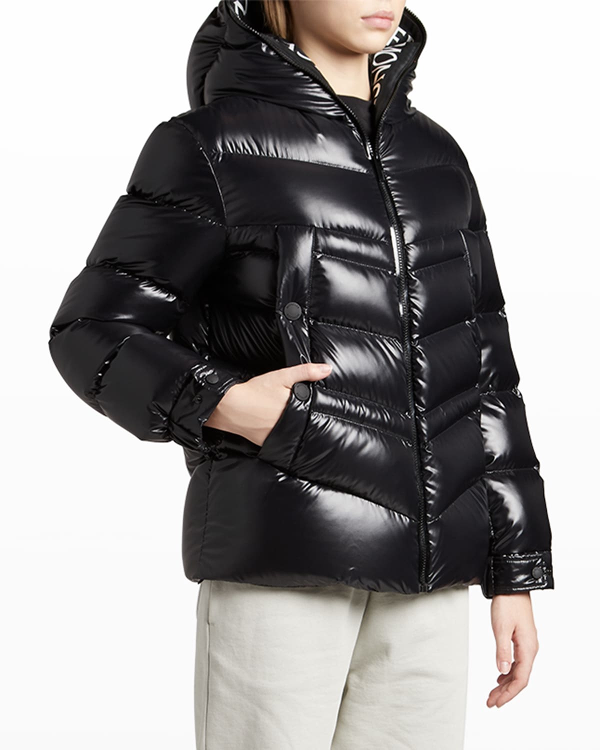 Moncler Mainline Clair Hooded Down Jacket In Black