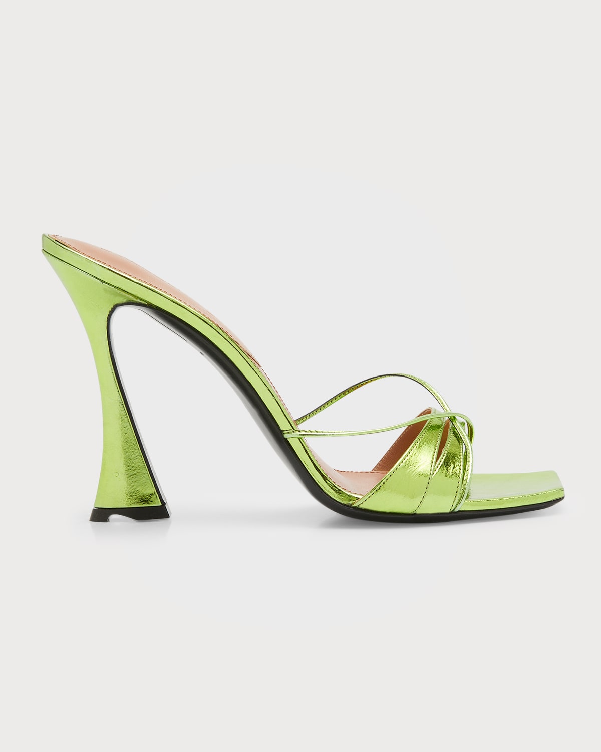 D’accori Iridescent Leather Mule Sandals In Chameleon Green
