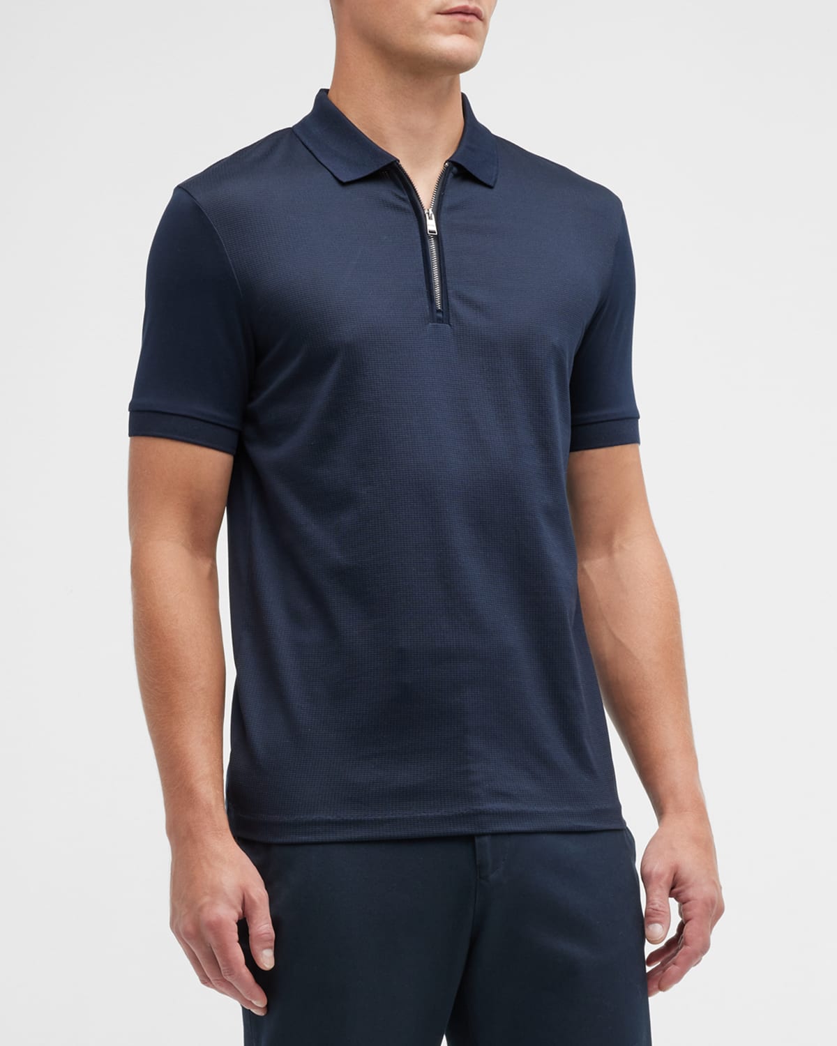 BOSS Men's Mercerized Quarter-Zip Polo Shirt