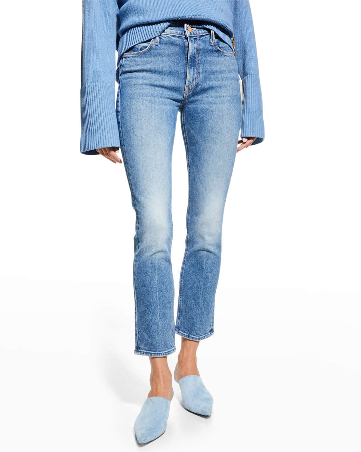 MOTHER The Mid Rise Dazzler Straight Faded Ankle Jeans