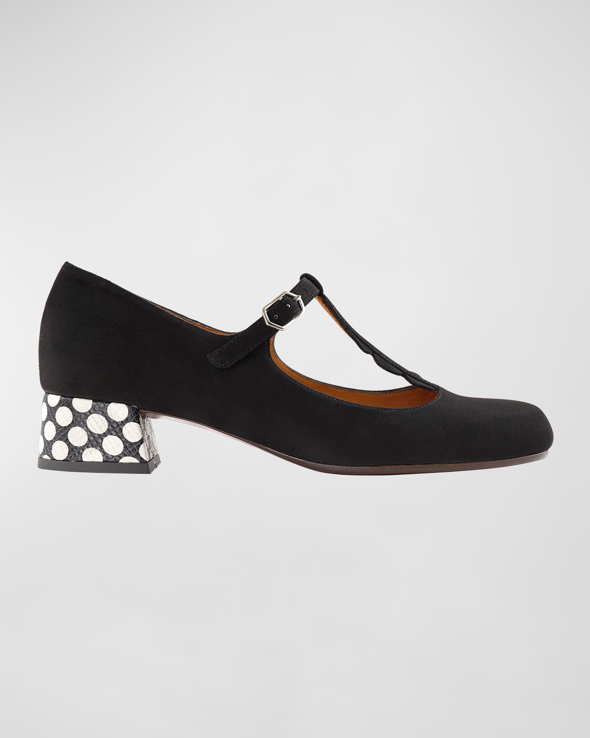 Chie Mihara Rymi Suede Polka Dot Mary Jane Pumps In Negro