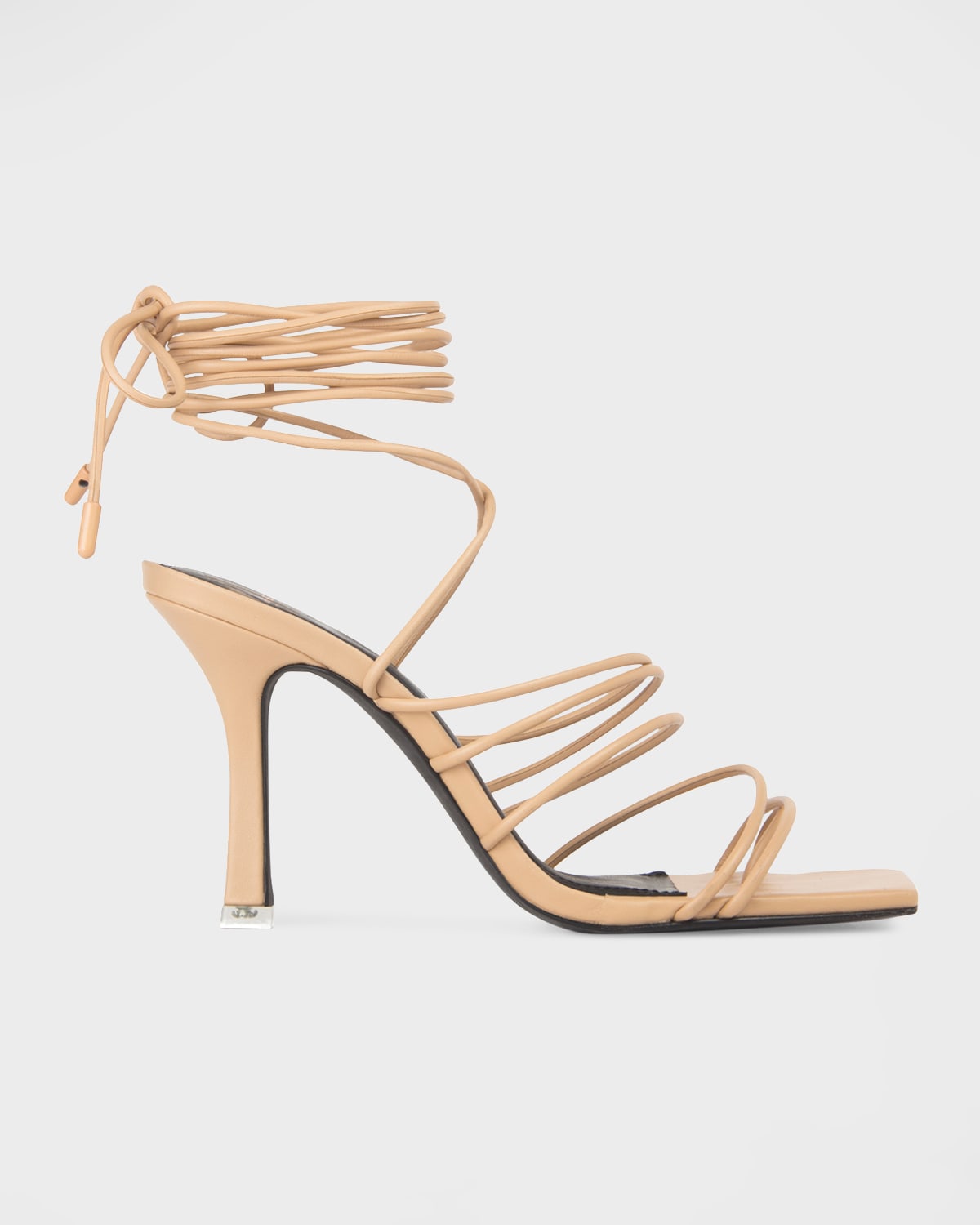 Black Suede Studio Luisa Strappy Ankle-wrap Sandals In Nude Buffed Nappa