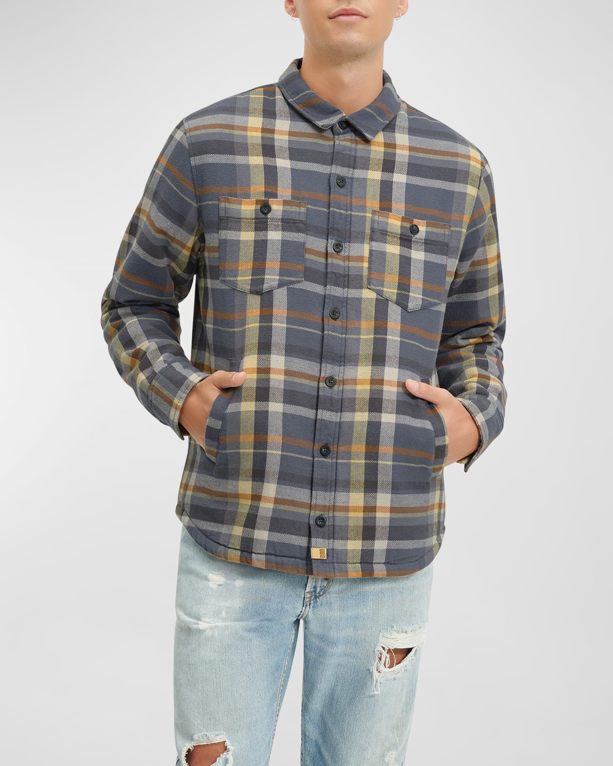Ugg Men's Braxton Sherpa-lined Plaid Shirt Jacket In Gray Multi