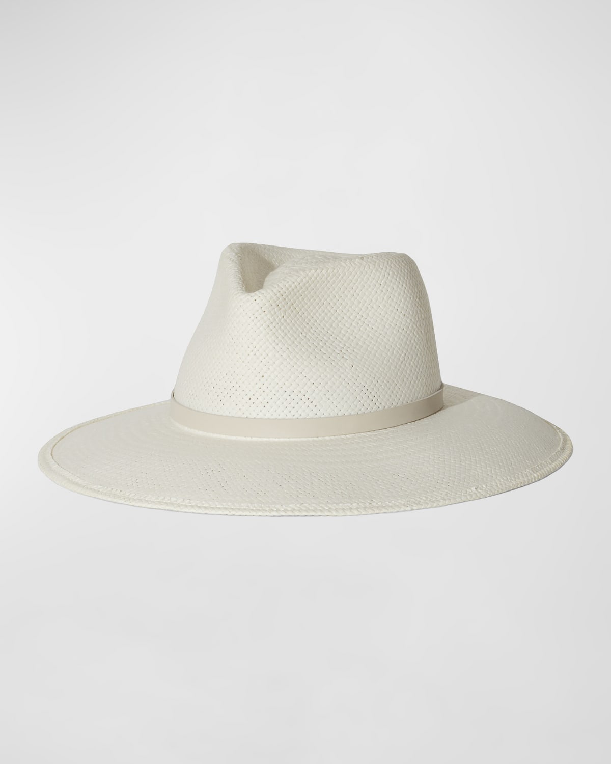 Janessa Leone Valentine Wide-brim Straw Fedora Hat In White