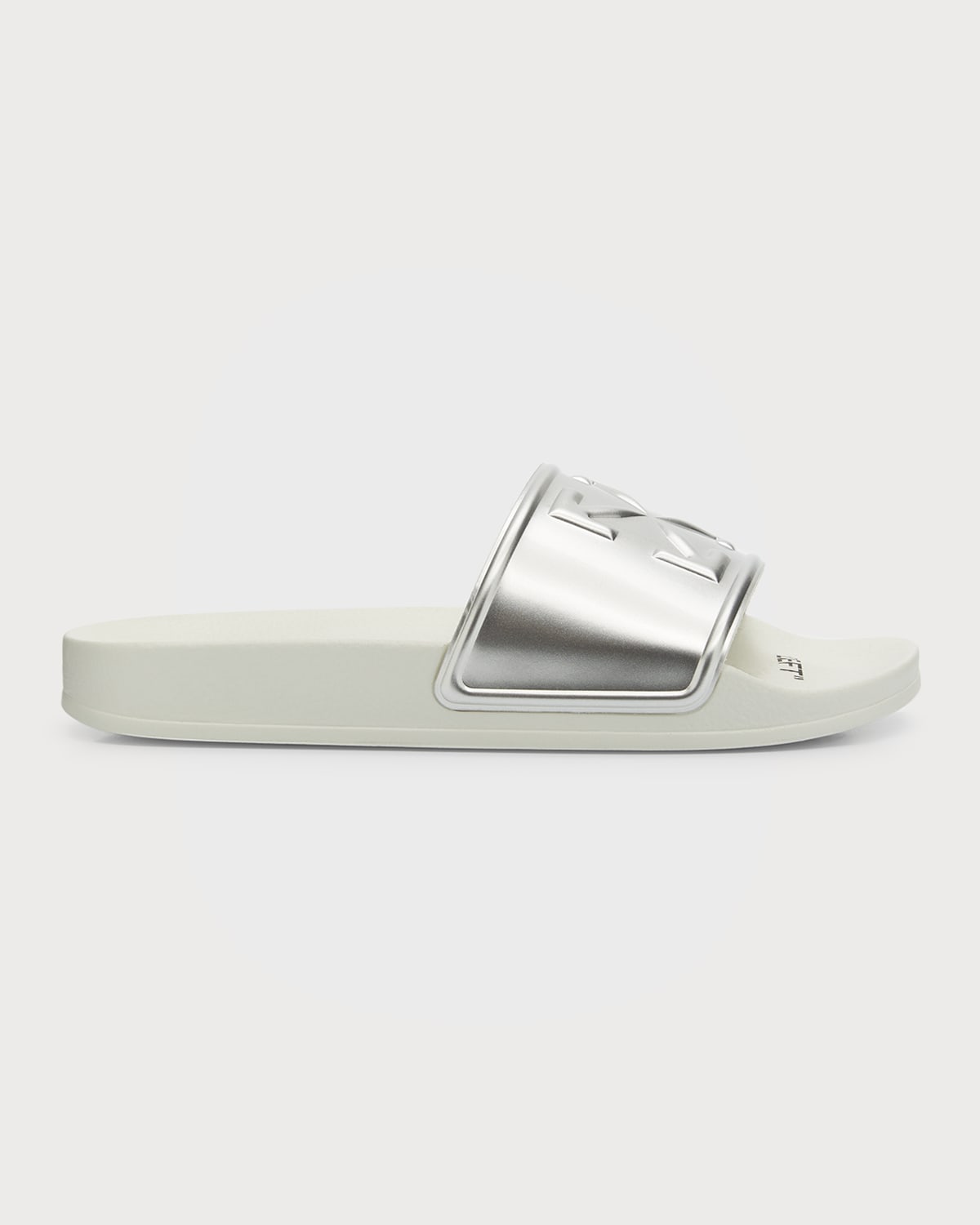 Off-white Arrow Metallic Pool Slide Sandals In Silver