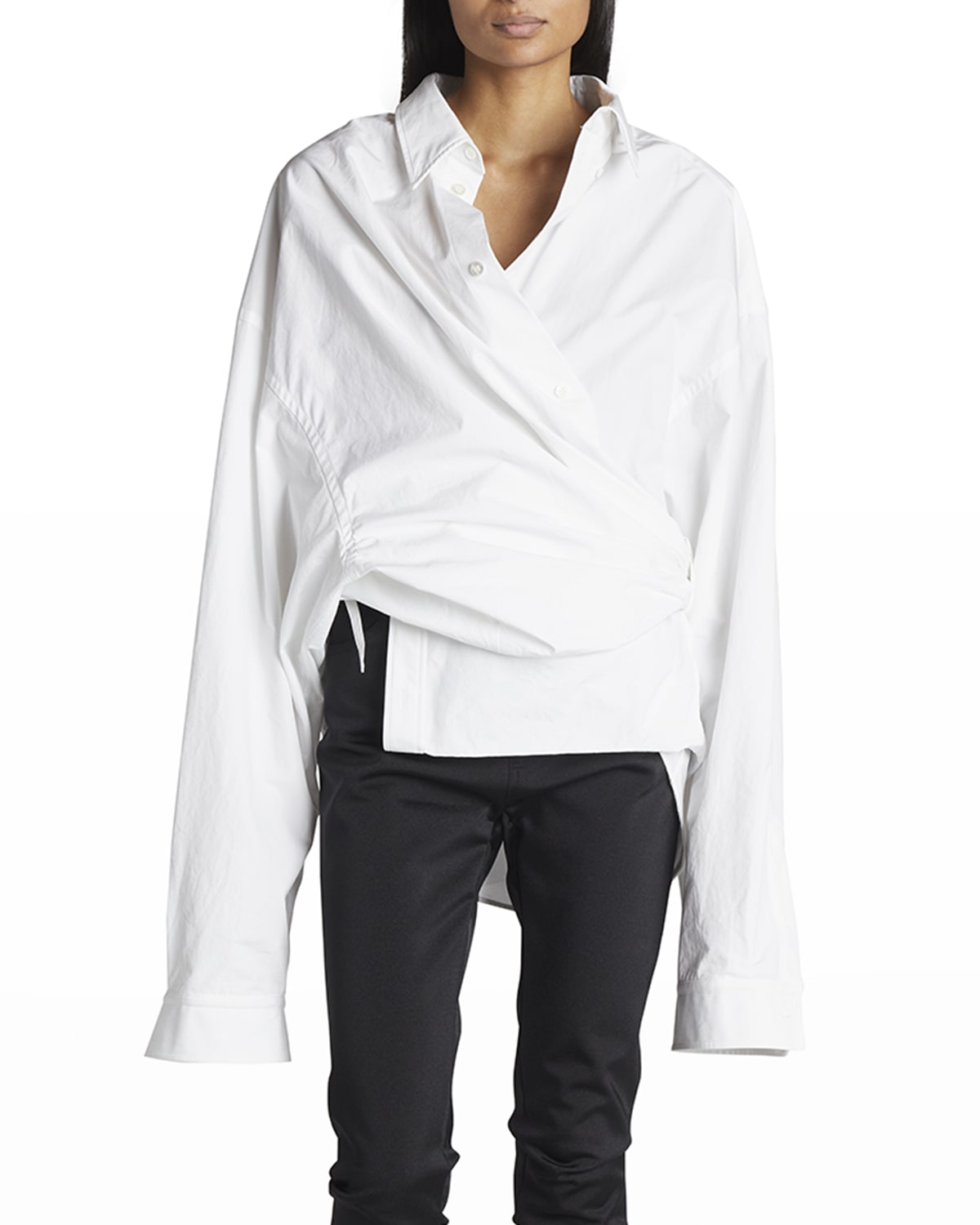 Balenciaga Oversized Wrap Poplin Shirt