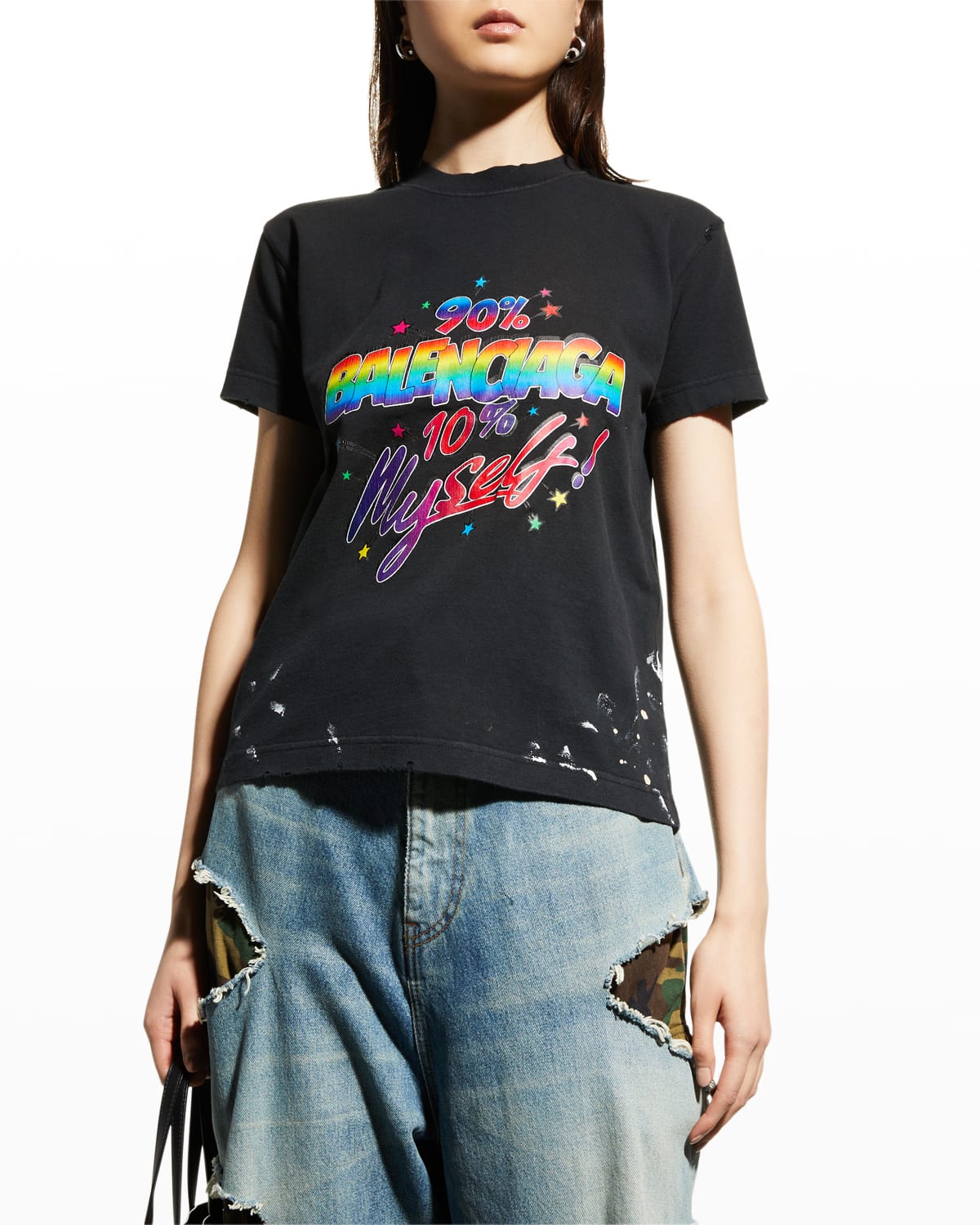 Graphic-Print Distressed Vintage Jersey T-Shirt