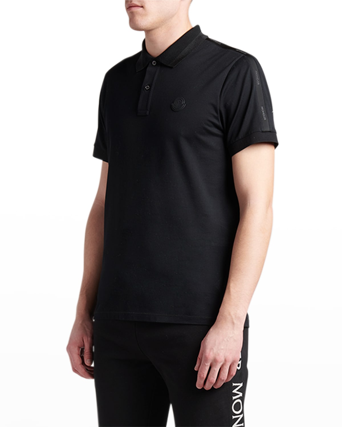 Moncler Taped Polo In Black