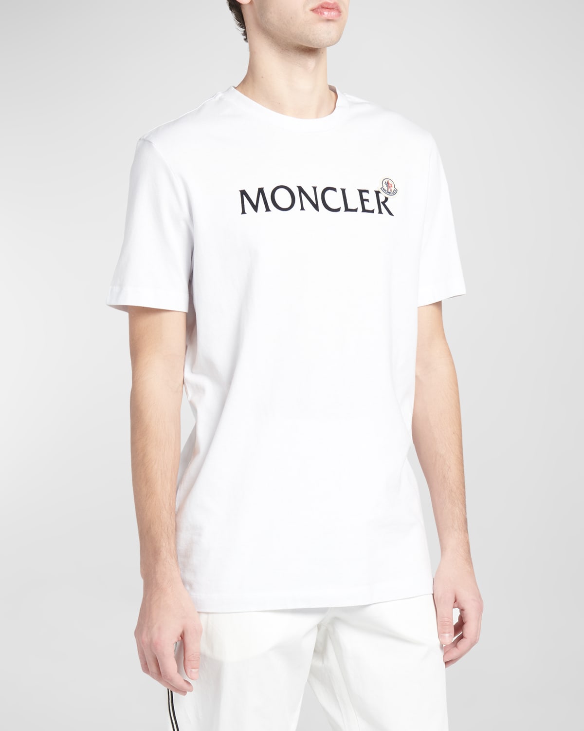 Moncler Men's Logo Patch Crew T-shirt In White