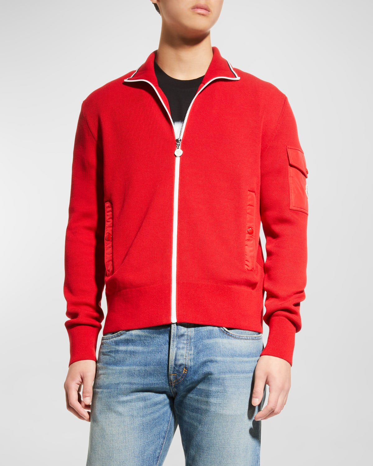 MONCLER MEN'S FULL-ZIP RIBBED CARDIGAN SWEATER