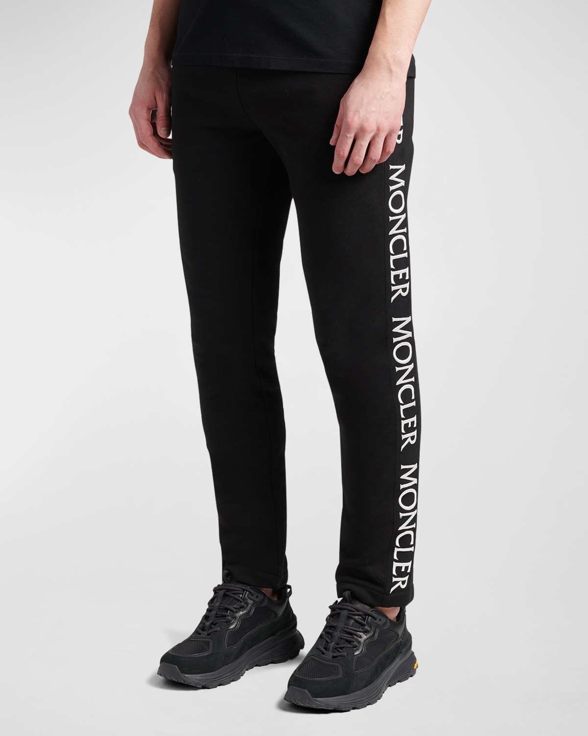 Shop Moncler Men's Logo-tape Sweatpants In Black