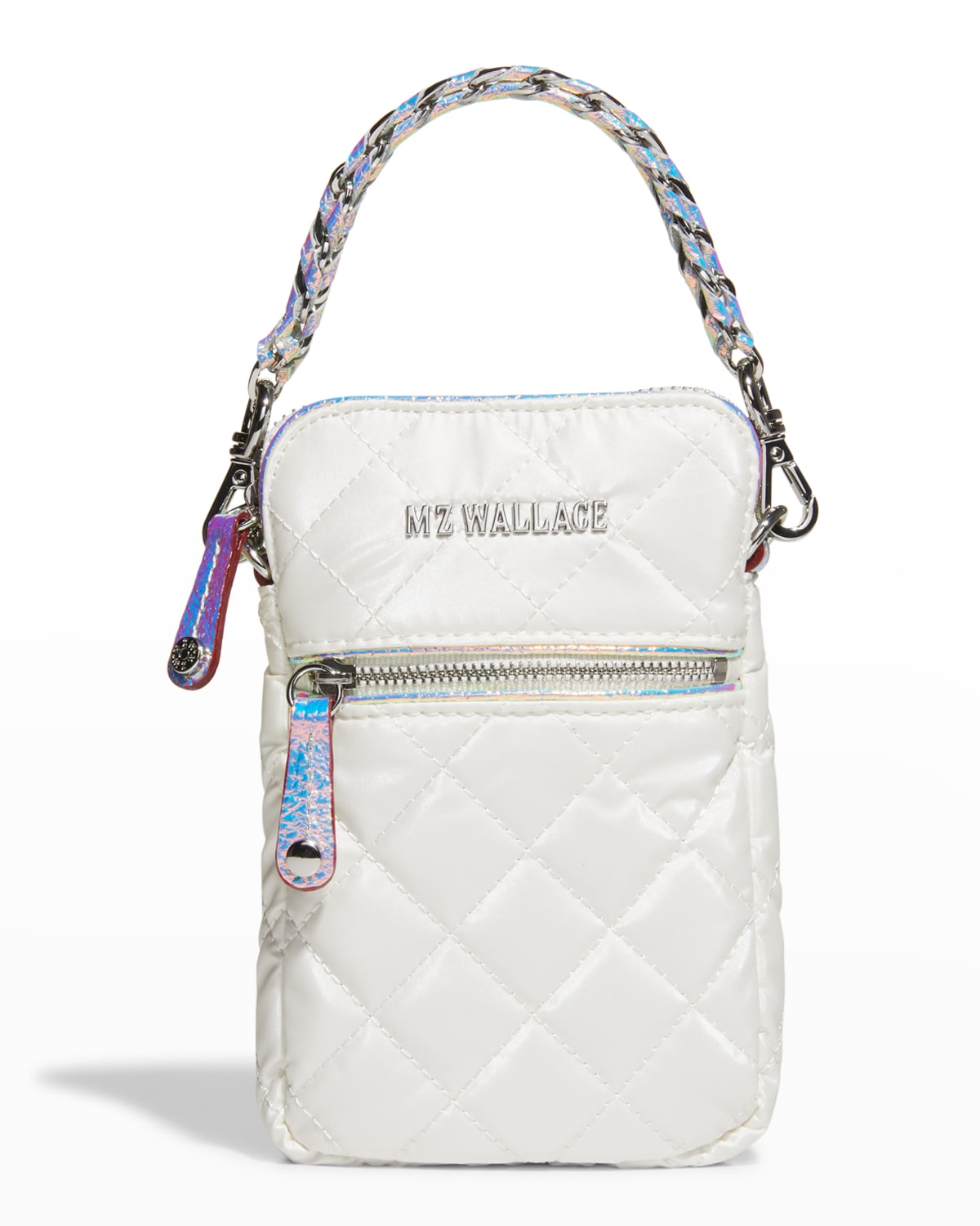Mz Wallace Crosby Micro Quilted Chain Crossbody Bag In Pearl Iridescent ...