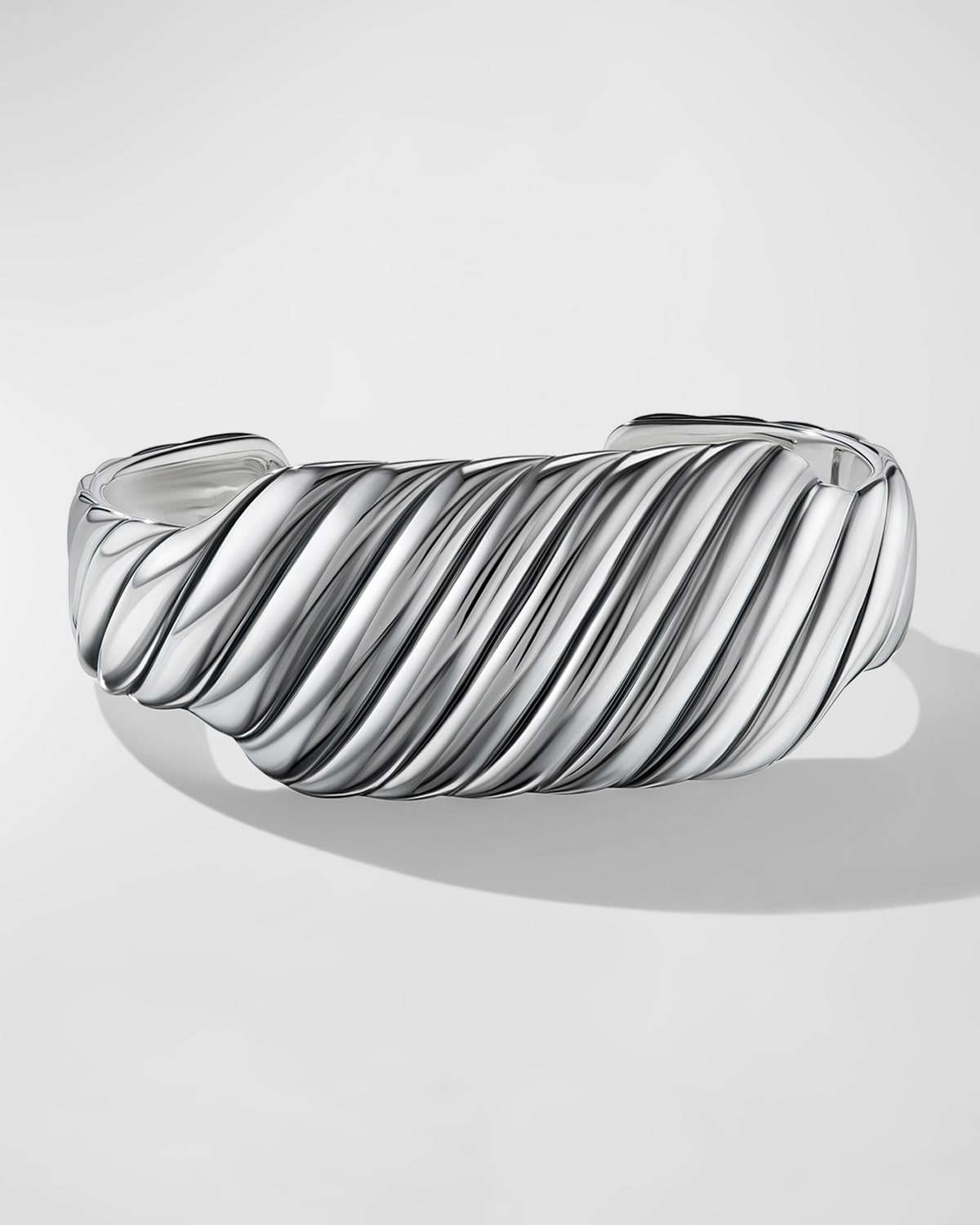 Sculpted Cable Contour Cuff Bracelet in Silver, 26mm
