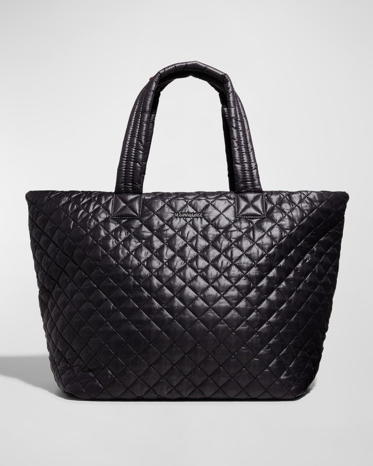 Mz Wallace Metro Deluxe Large Quilted Nylon Tote Bag In Black Oxford