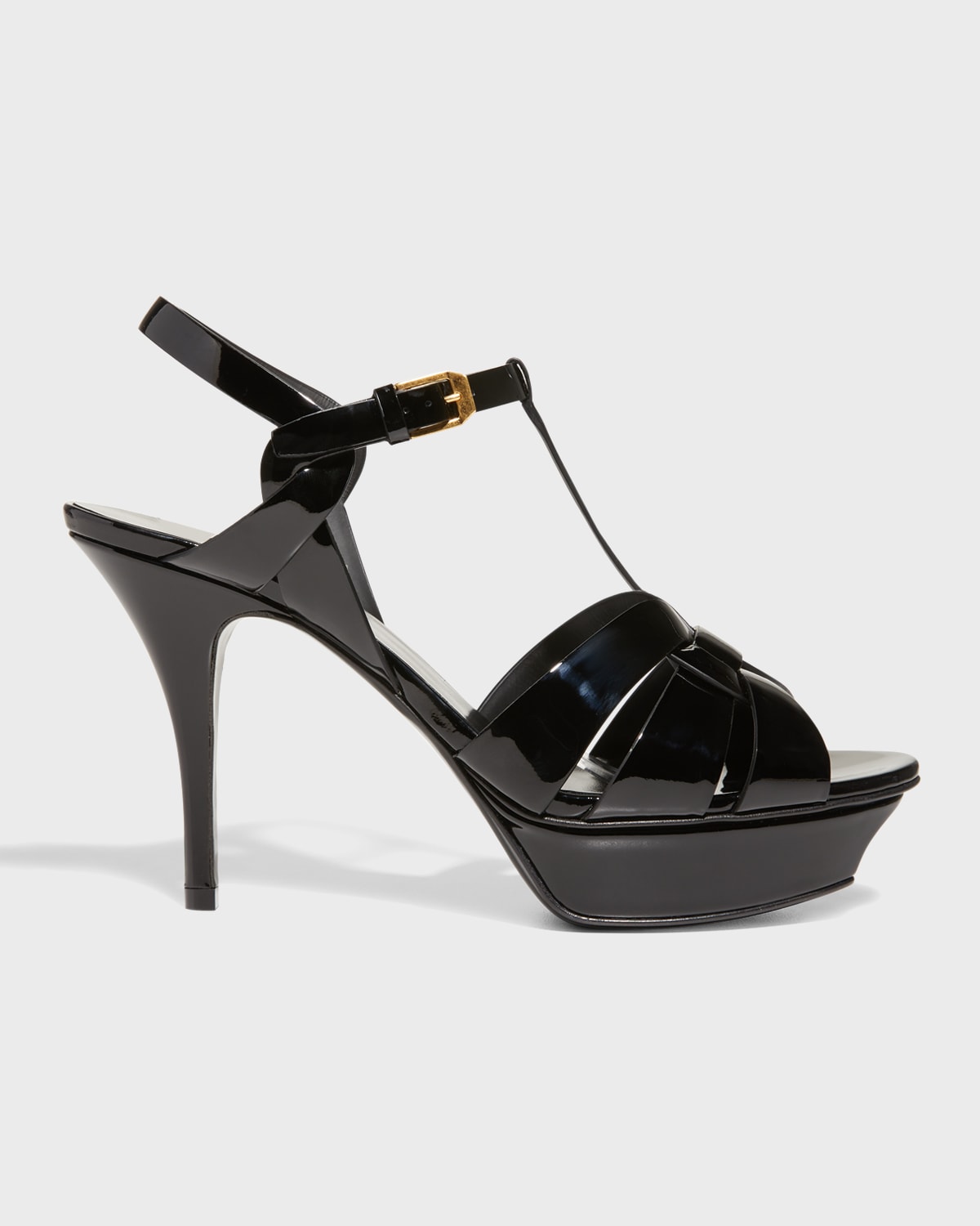 Saint Laurent Tribute Patent T-Strap Platform Sandals