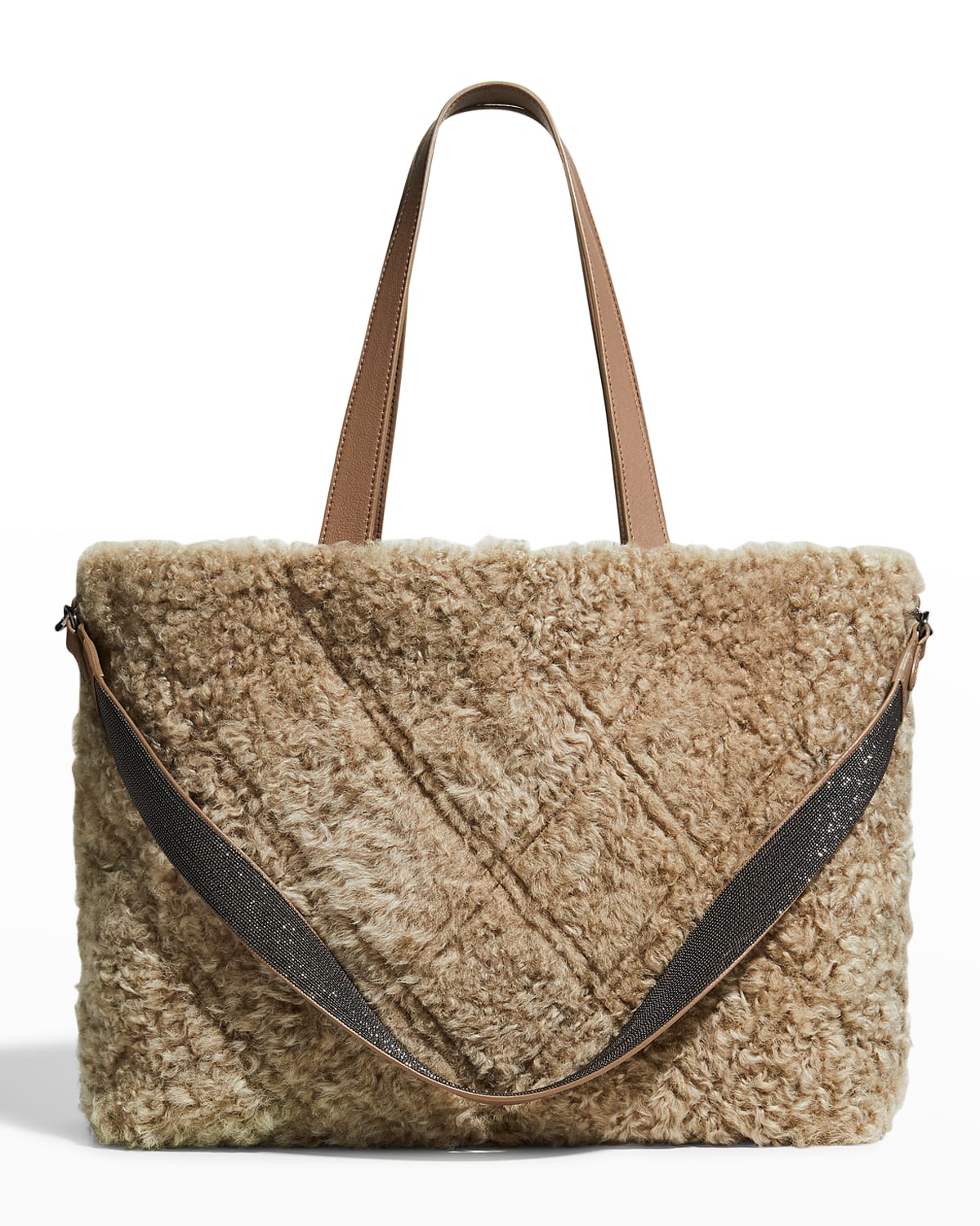 Monili Quilted Shearling Tote Bag
