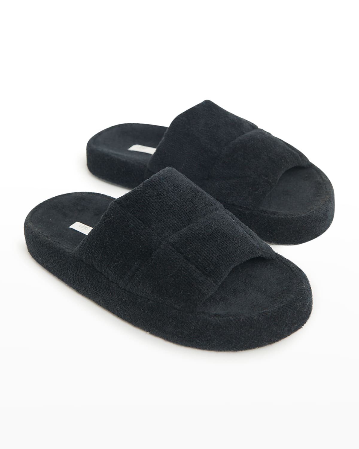 Skin Quilted Terry Slides In Black