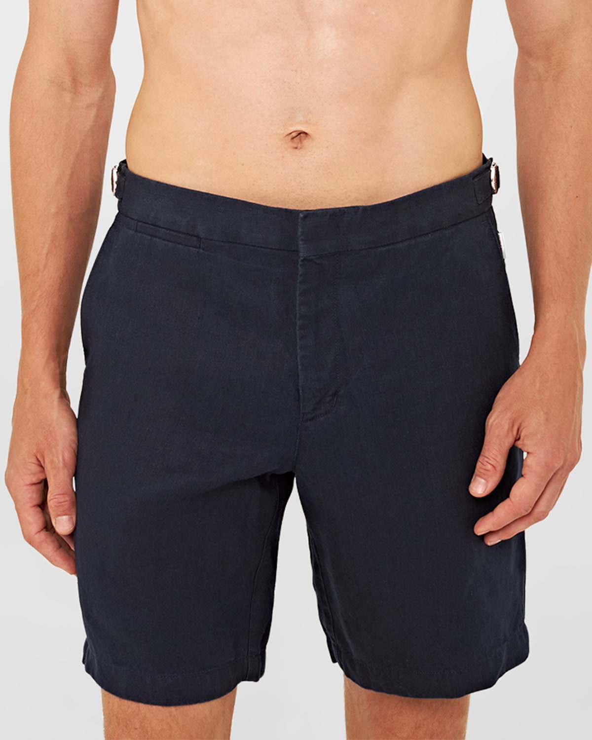 Orlebar Brown Norwich Linen Tailored Fit Shorts In Navy