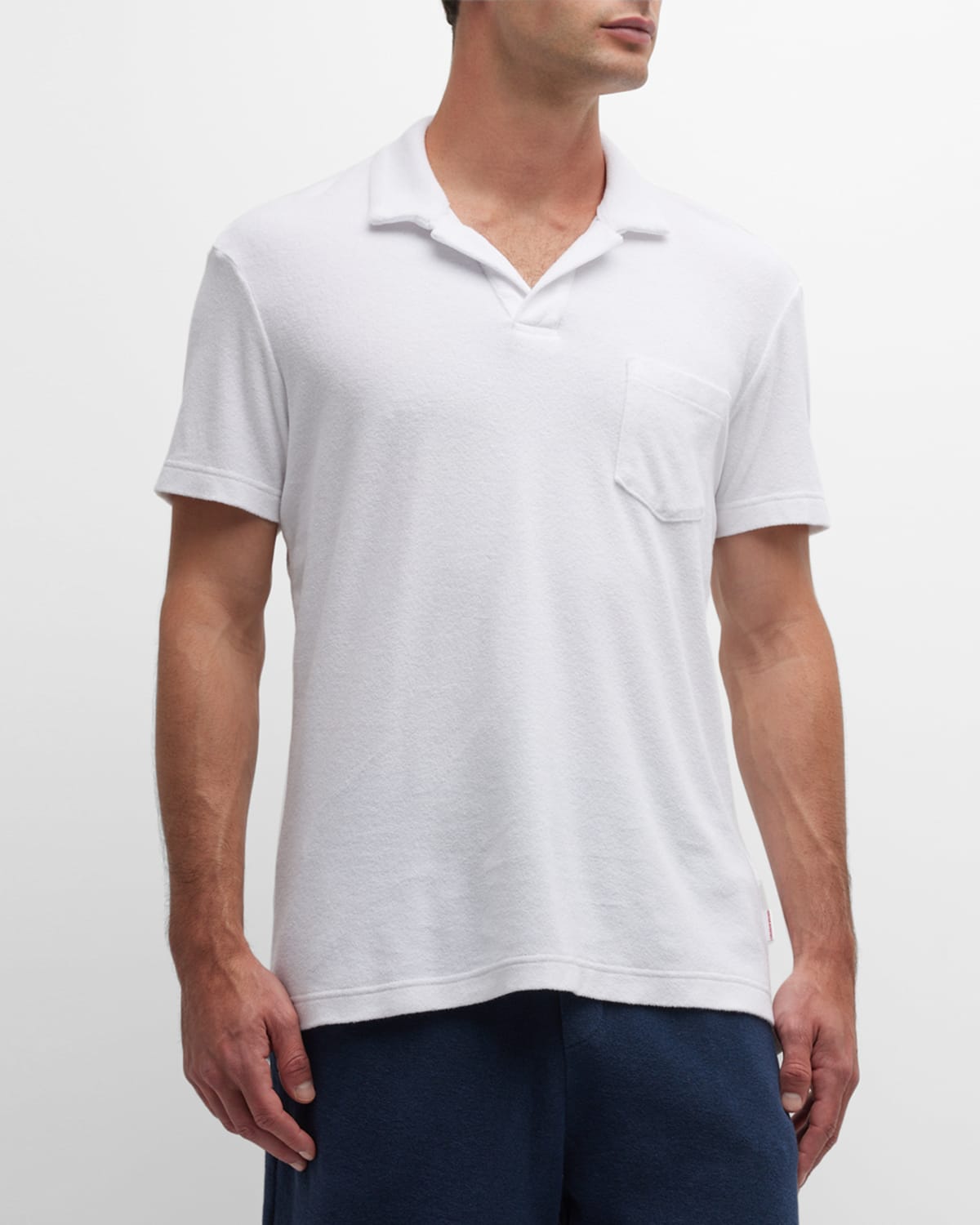 Shop Orlebar Brown Men's Cotton Terry Polo Shirt In White