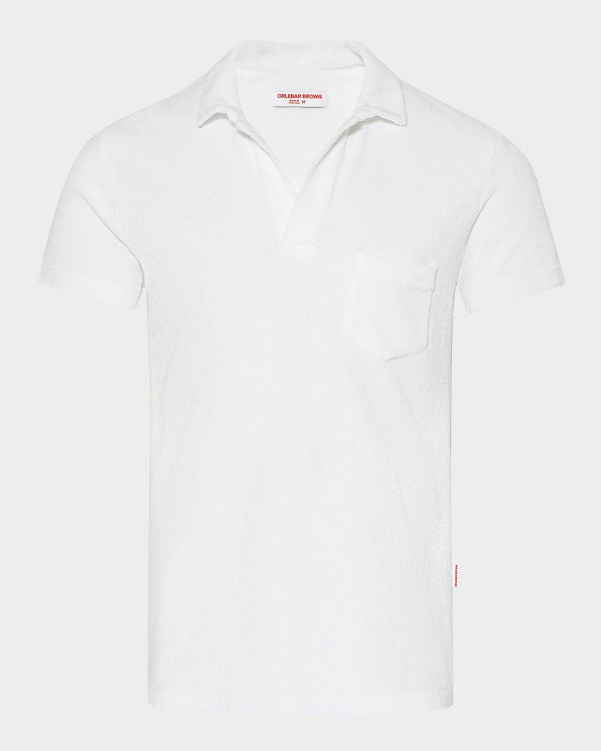 Shop Orlebar Brown Men's Cotton Terry Polo Shirt In White