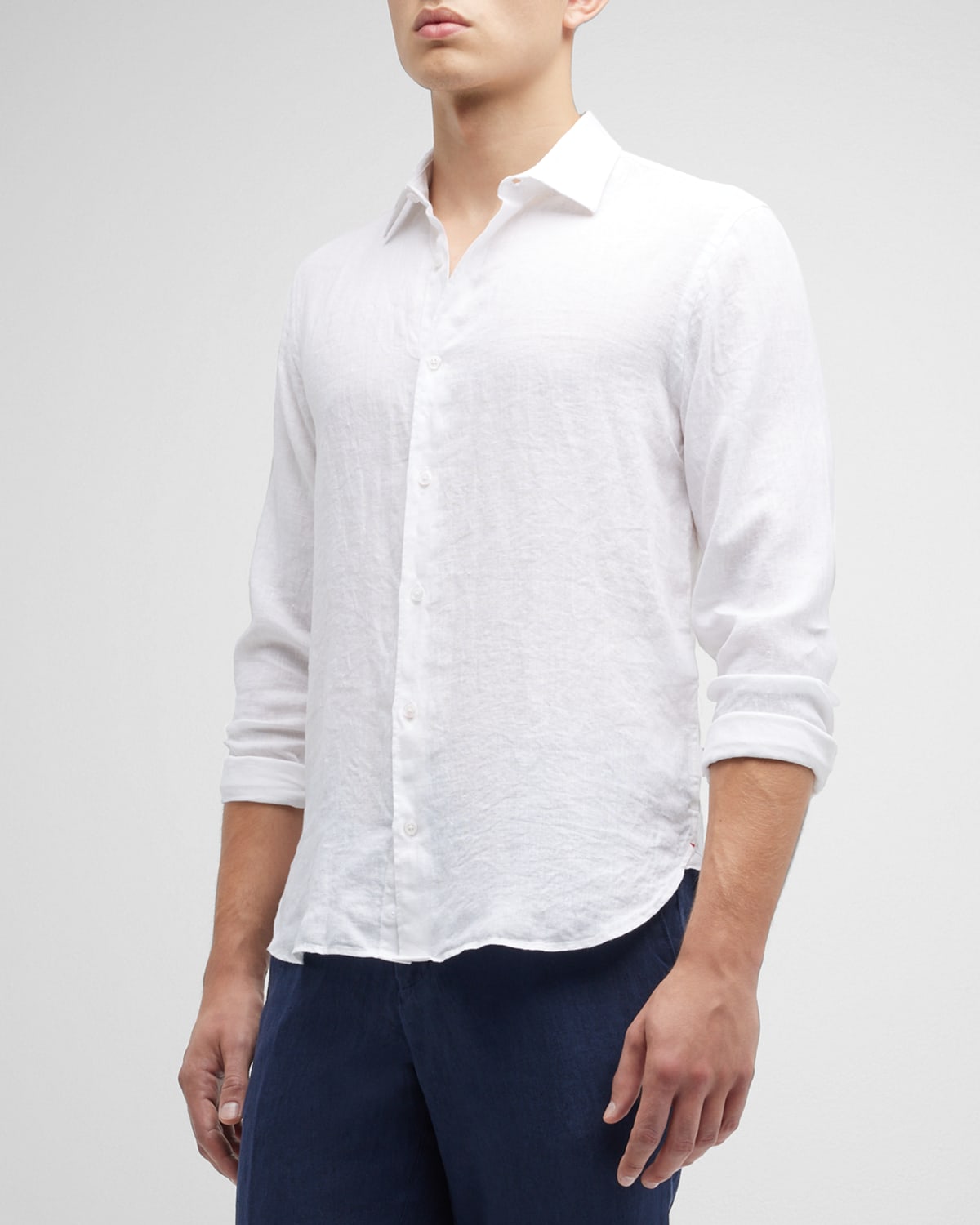 Shop Orlebar Brown Men's Giles Linen Sport Shirt In White