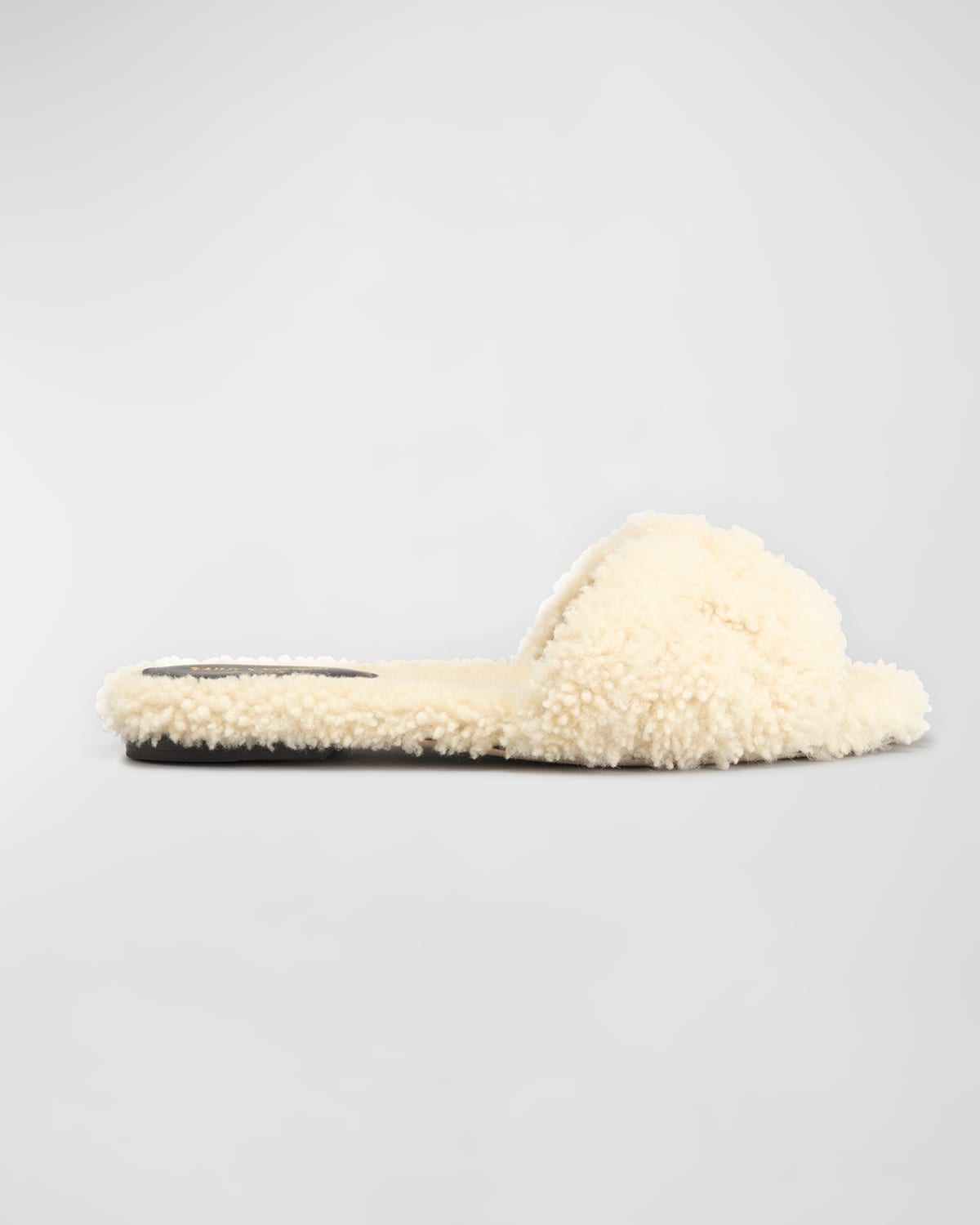 Saint Laurent 10mm Tribute Leather Flat Sandals In Naturale