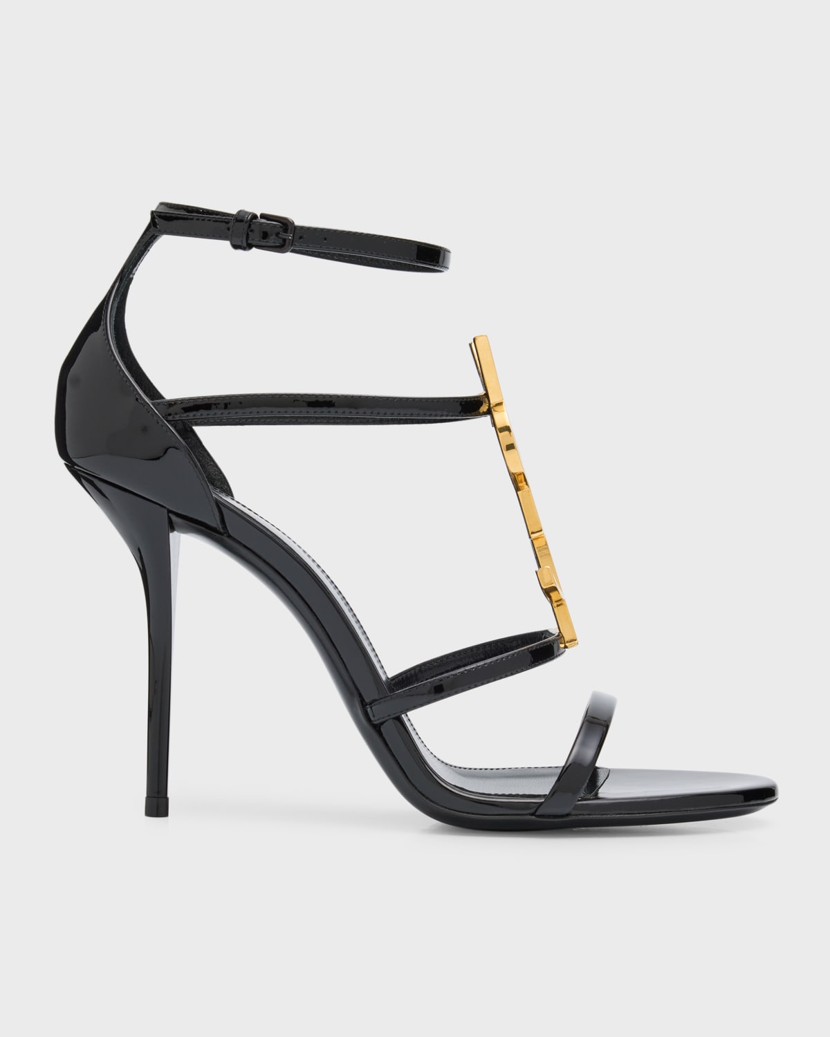 Saint Laurent Cassandra Ysl Medallion Stiletto Sandals In Nero Modesens