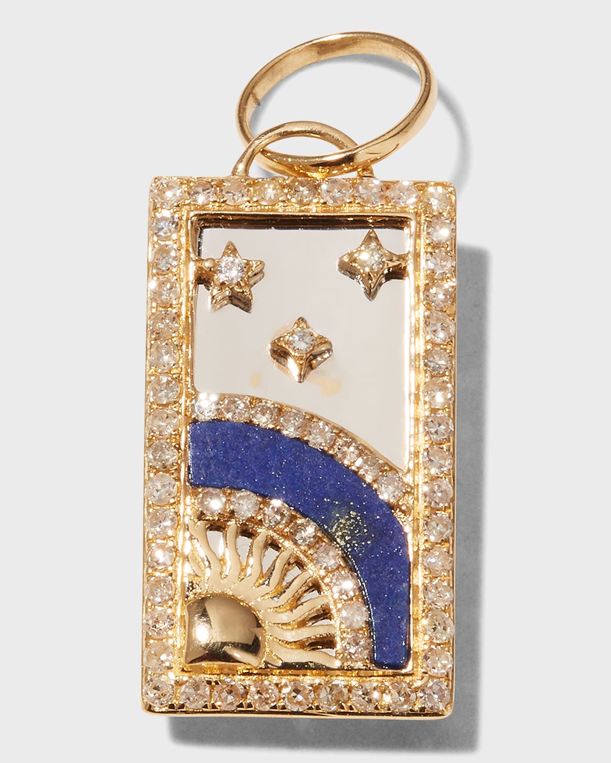 Kastel Jewelry Diamond & Lapis Tarot Sun & Moon Pendant