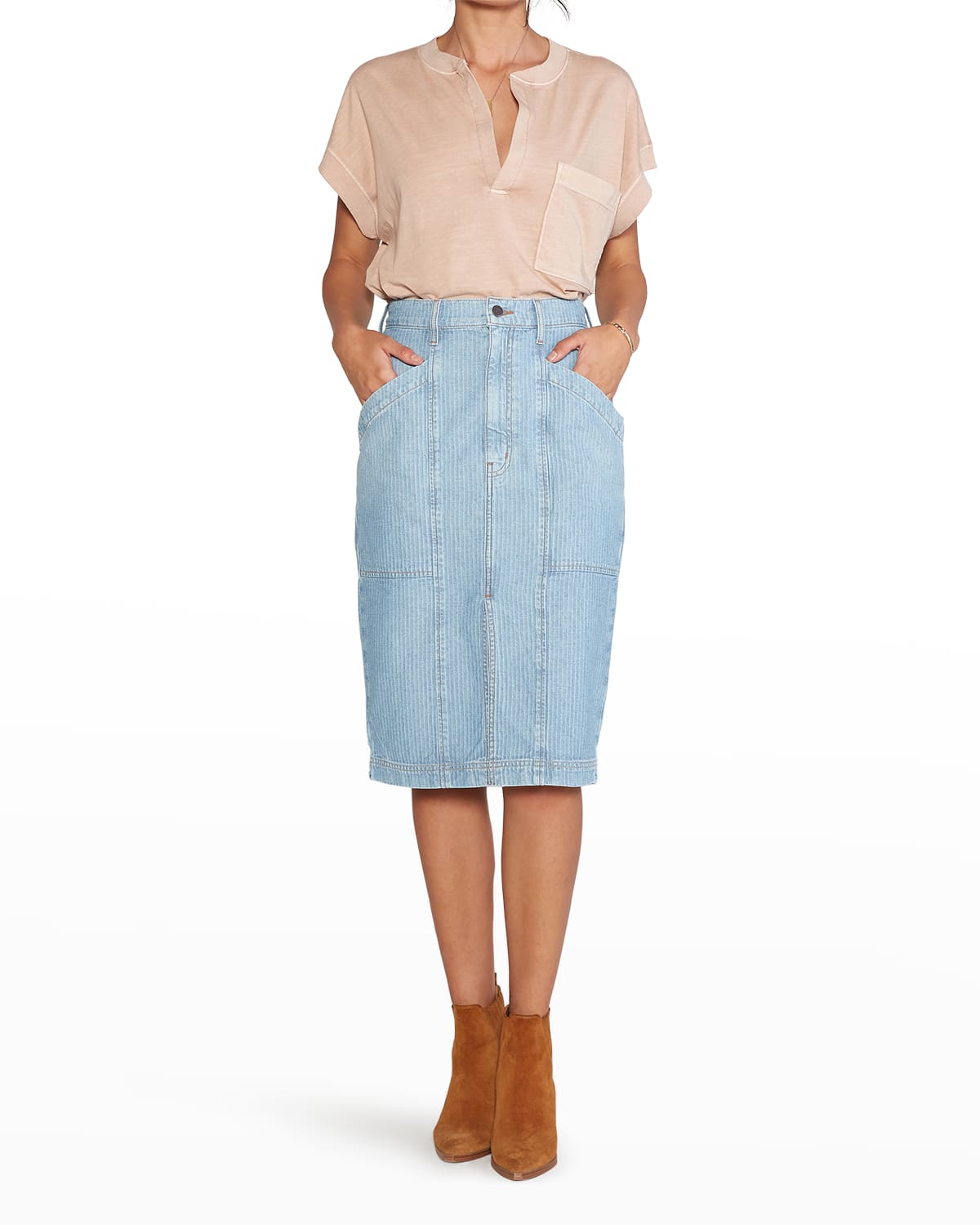 ETICA Arlet Organic Cotton Pinstripe Denim Mini Skirt