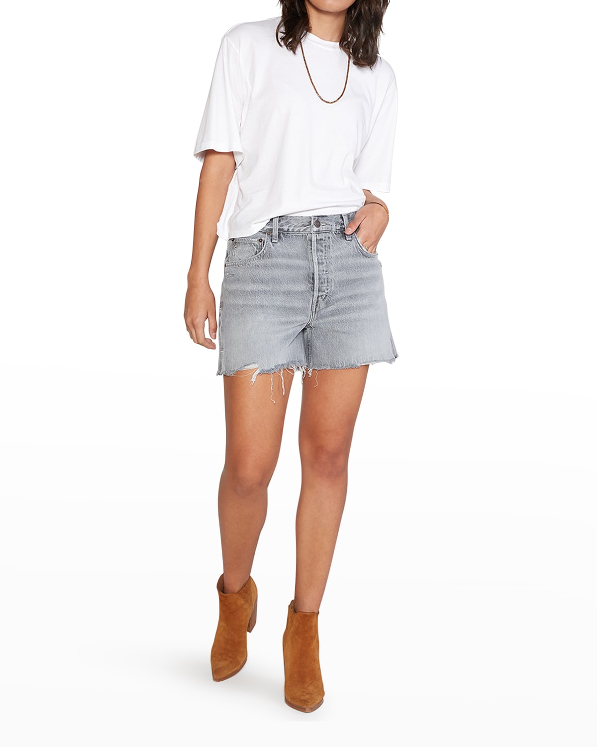 ETICA Haven Organic Cotton Slouchy Distressed Jean Shorts