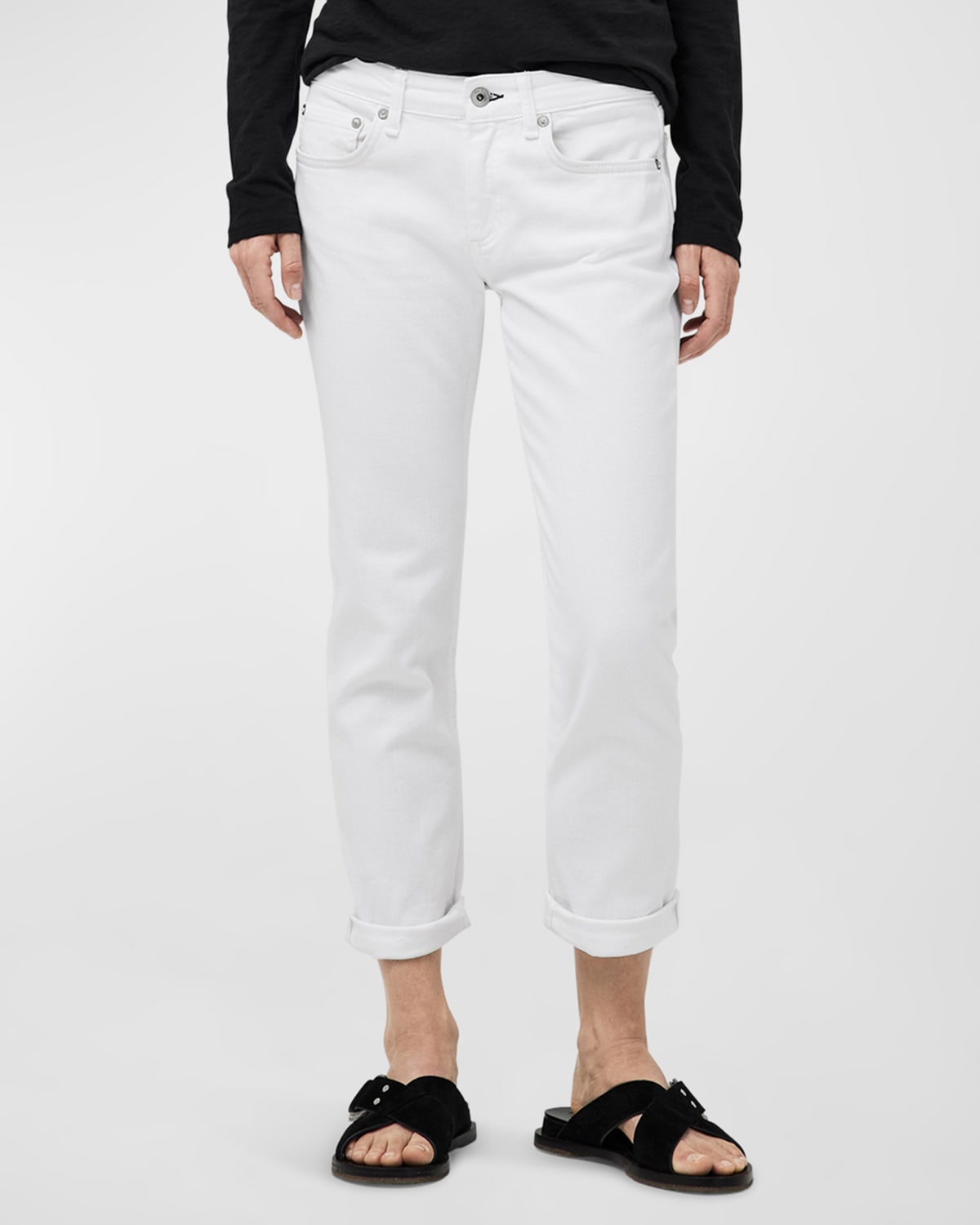 Rag & Bone Nina High-rise Ankle Flare Jean In White In White