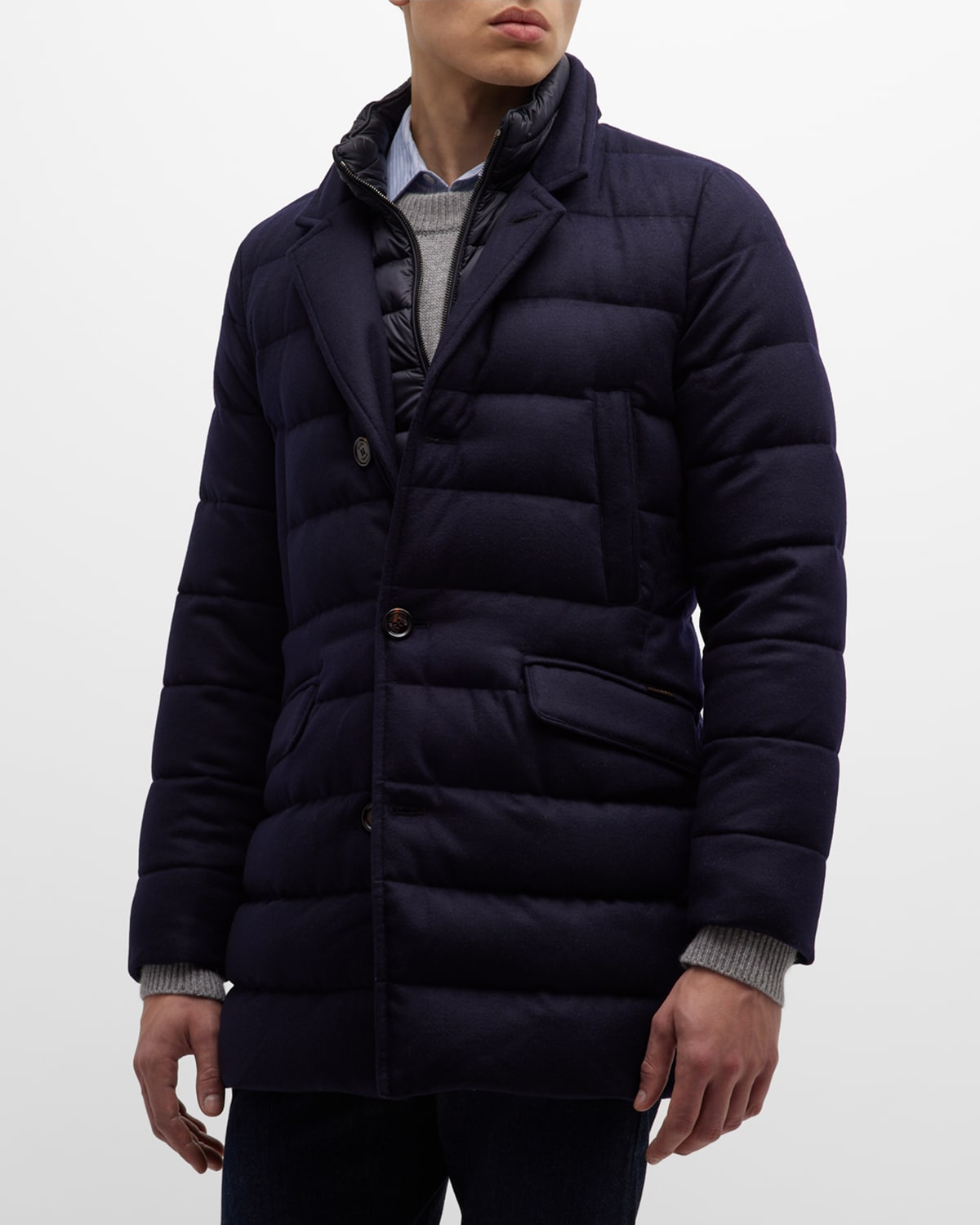 Moorer Men's Quilted Puffer Button-front Jacket In Navy