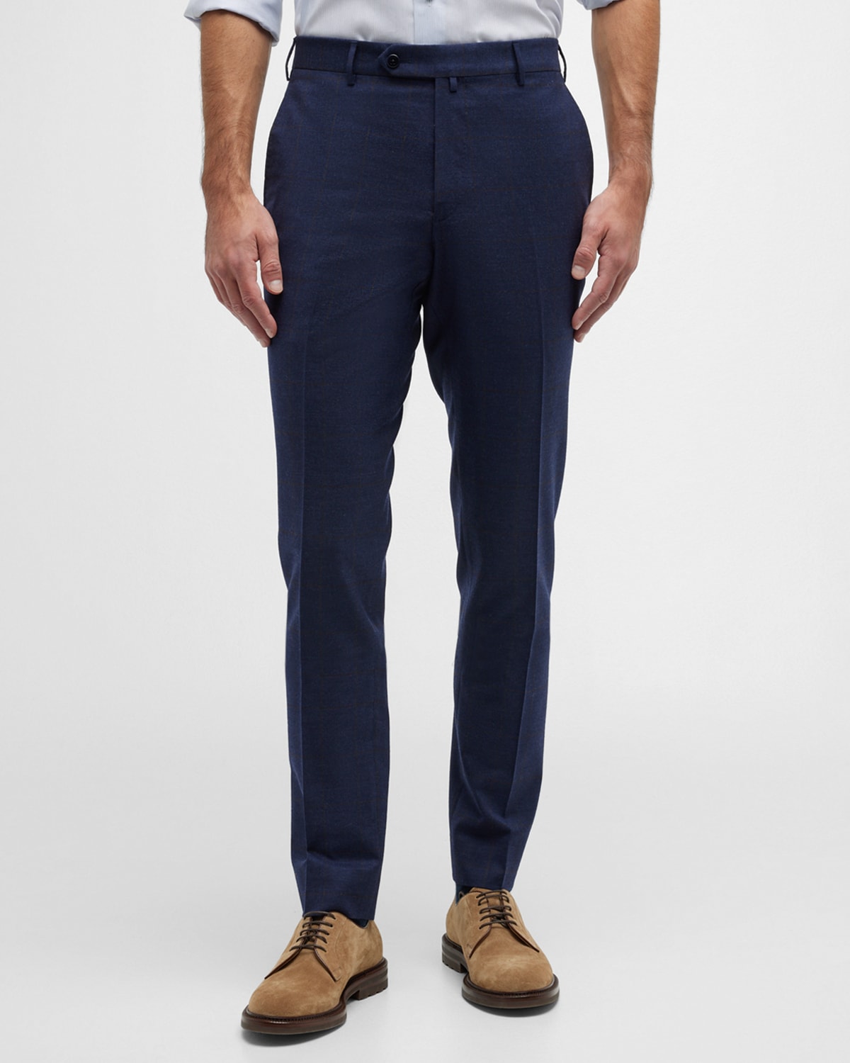 Men's Windowpane Wool-Cashmere Trousers