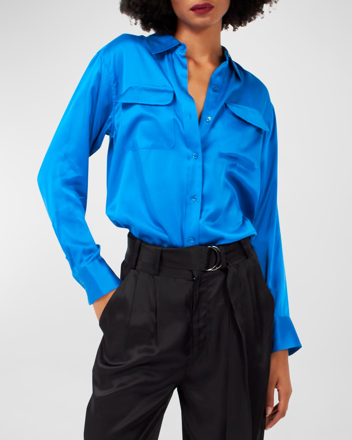 Signature Button-Down Charmeuse Shirt