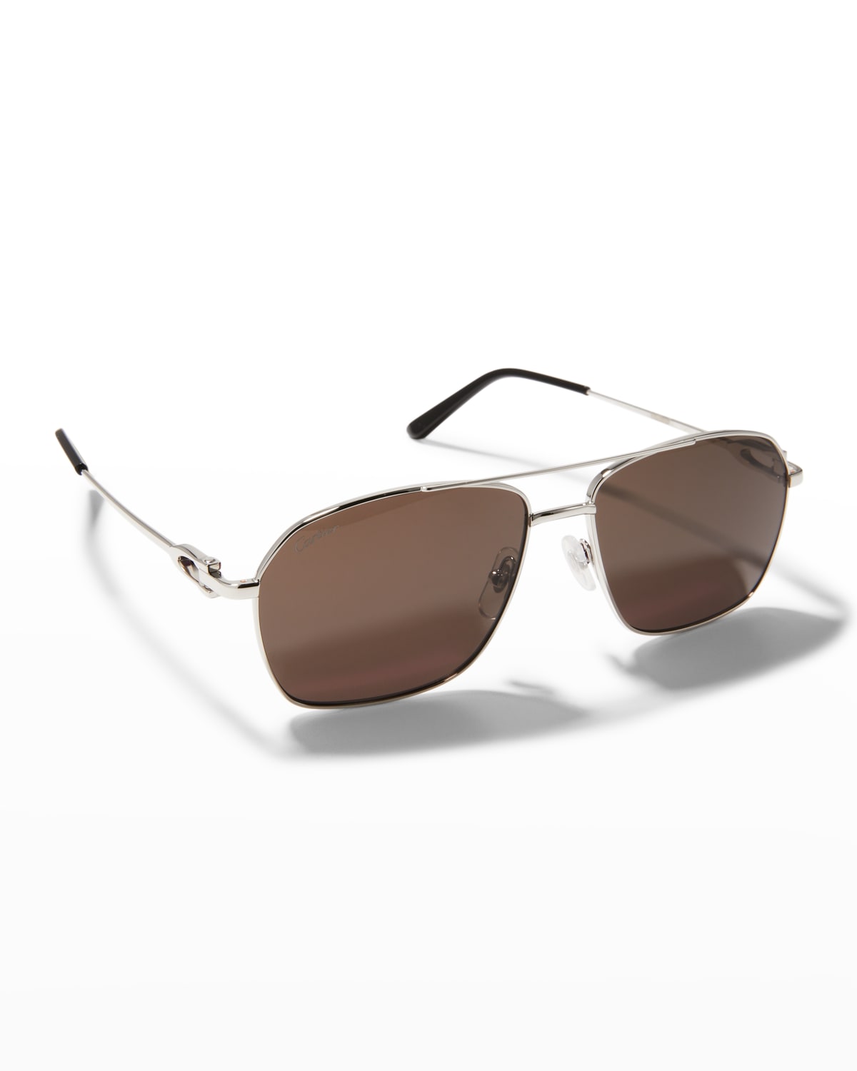 Men's Double-Bridge Metal Square Sunglasses