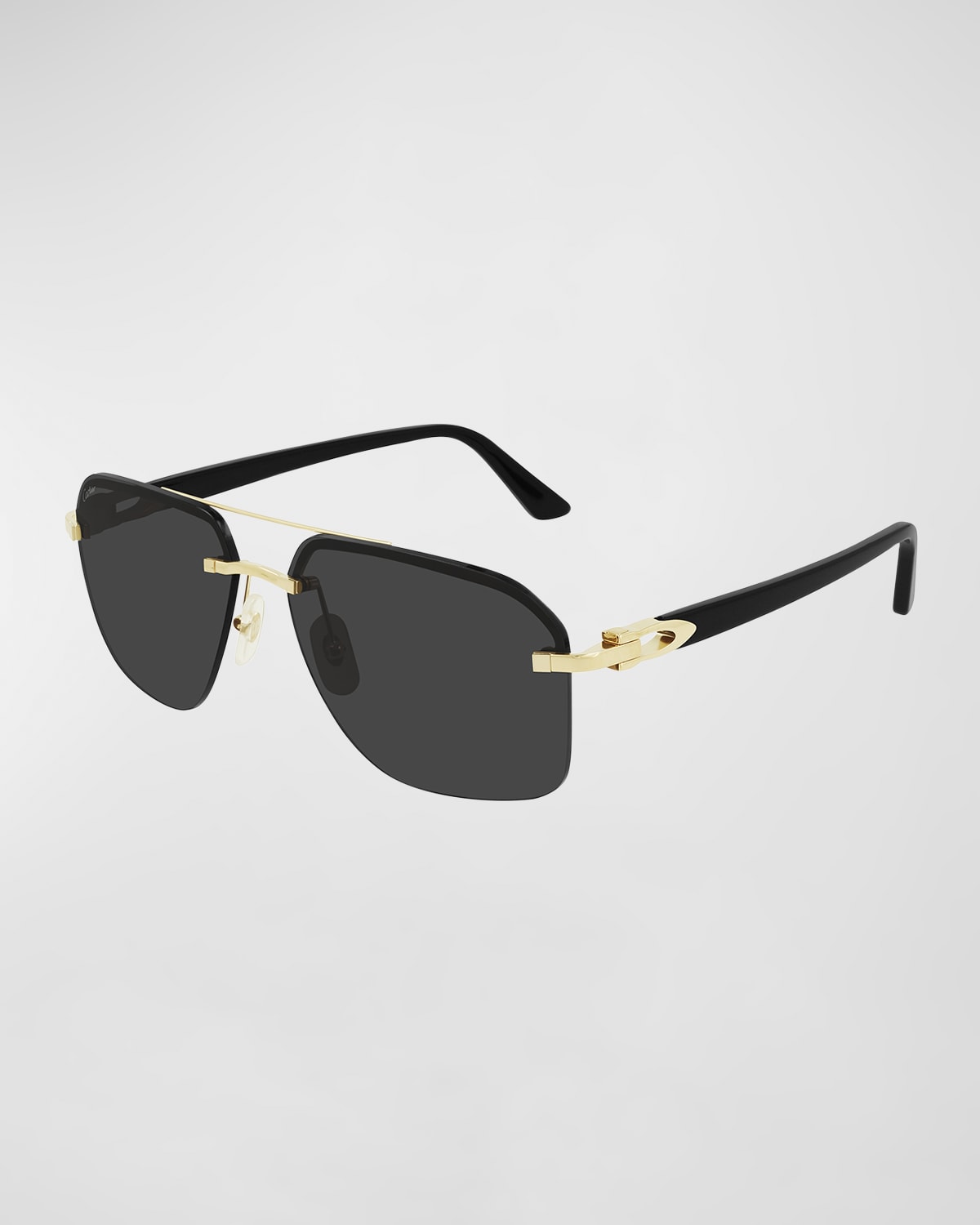 Cartier Men's Rimless Double-bridge Aviator Sunglasses In Gold