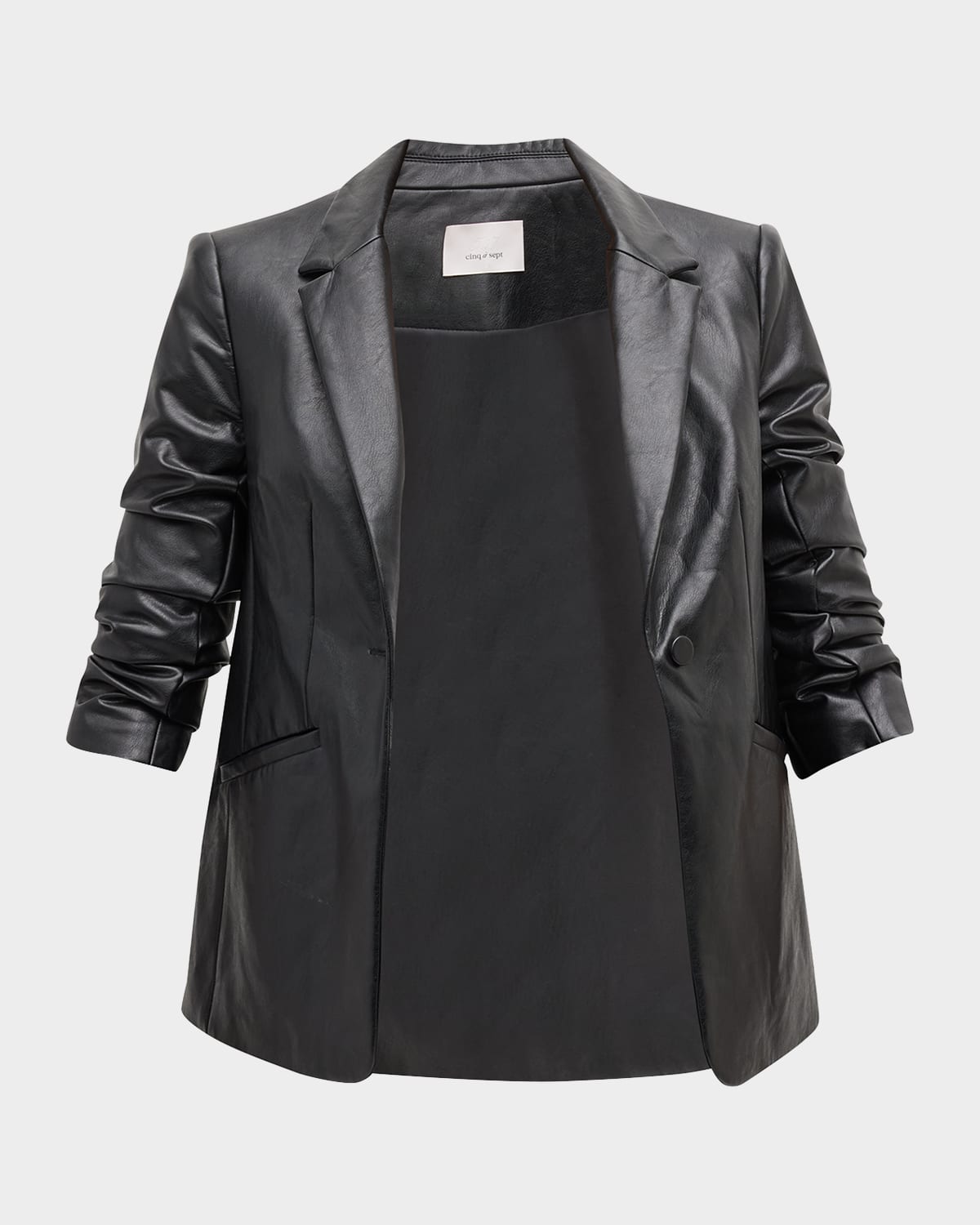 Cinq À Sept Kylie Faux-leather Scrunched-sleeve Jacket In Coconut