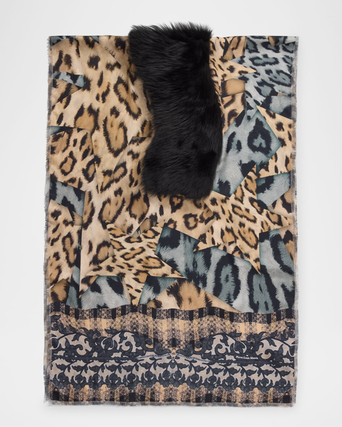 PIERRE-LOUIS MASCIA FANCY SHEARLING PATTERN SCARF 