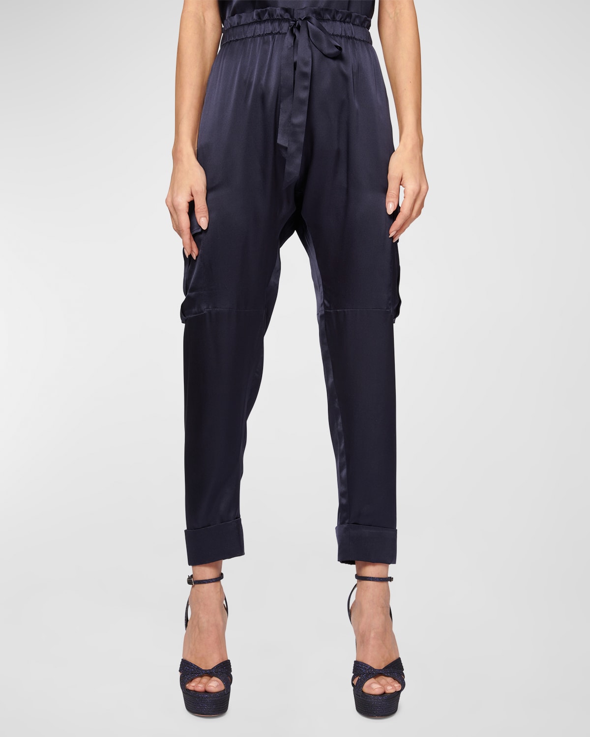 Cami Nyc Carmen Silk Blend Drawstring Pants In Navy