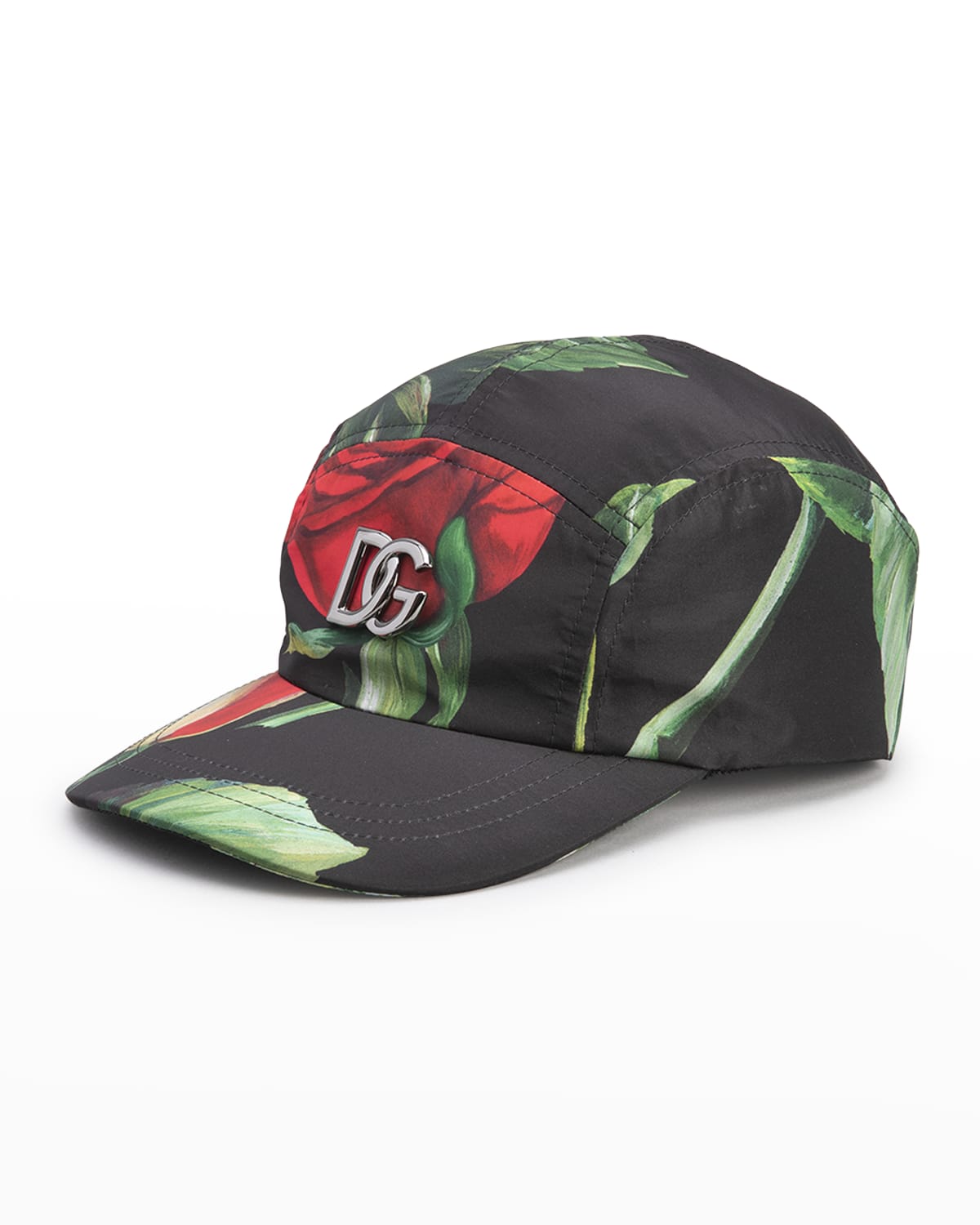 Dolce & Gabbana Dg Rose Print Baseball Cap In Rose Nero