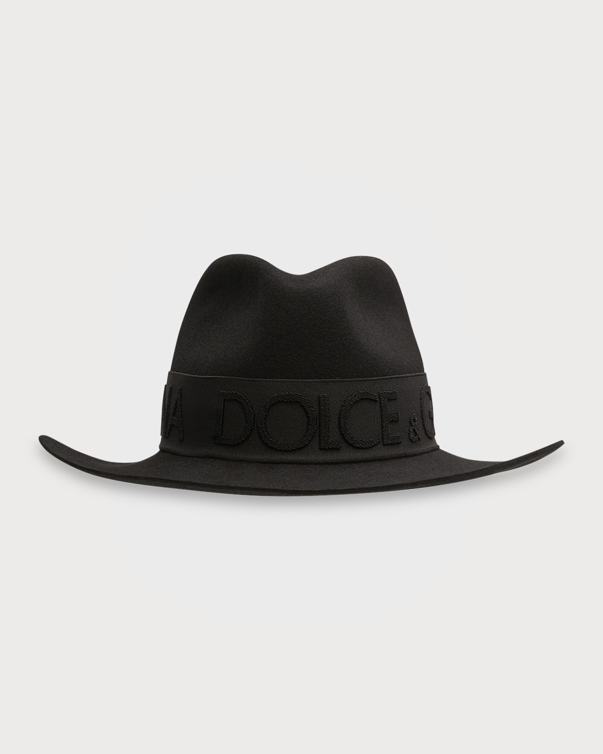 Dolce & Gabbana Logo Fedora Hat In Lapin Felt In Nero