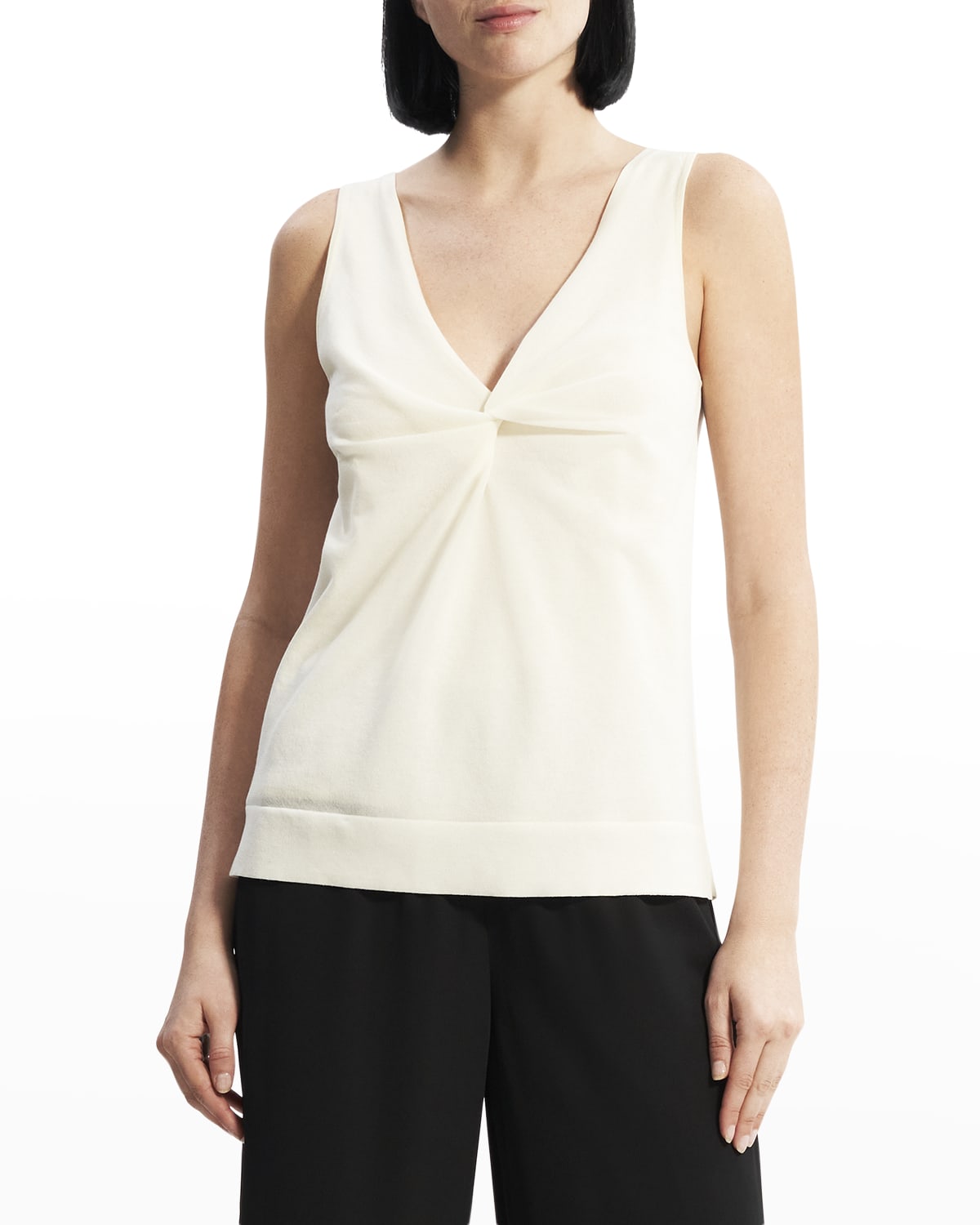 THEORY TWIST-FRONT V-NECK TANK TOP