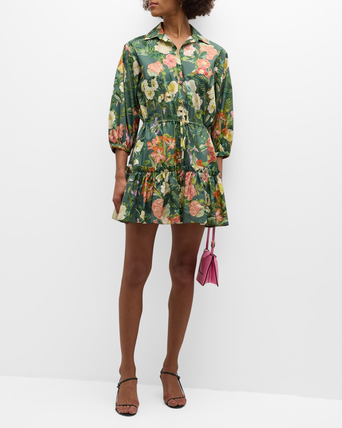 Robin Puff-Sleeve Floral Poplin Mini Dress