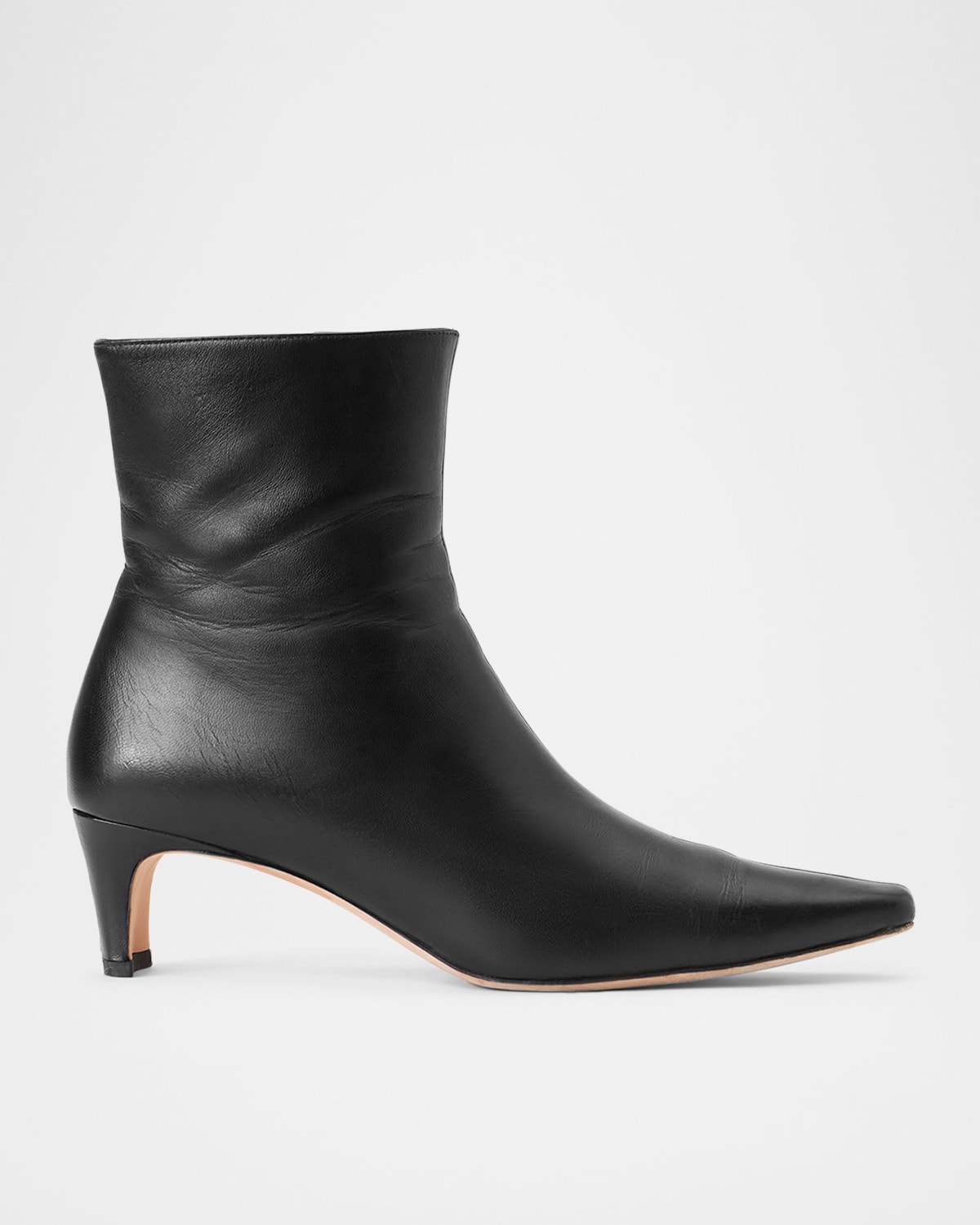 Staud Wally Leather Square-toe Ankle Booties In Black