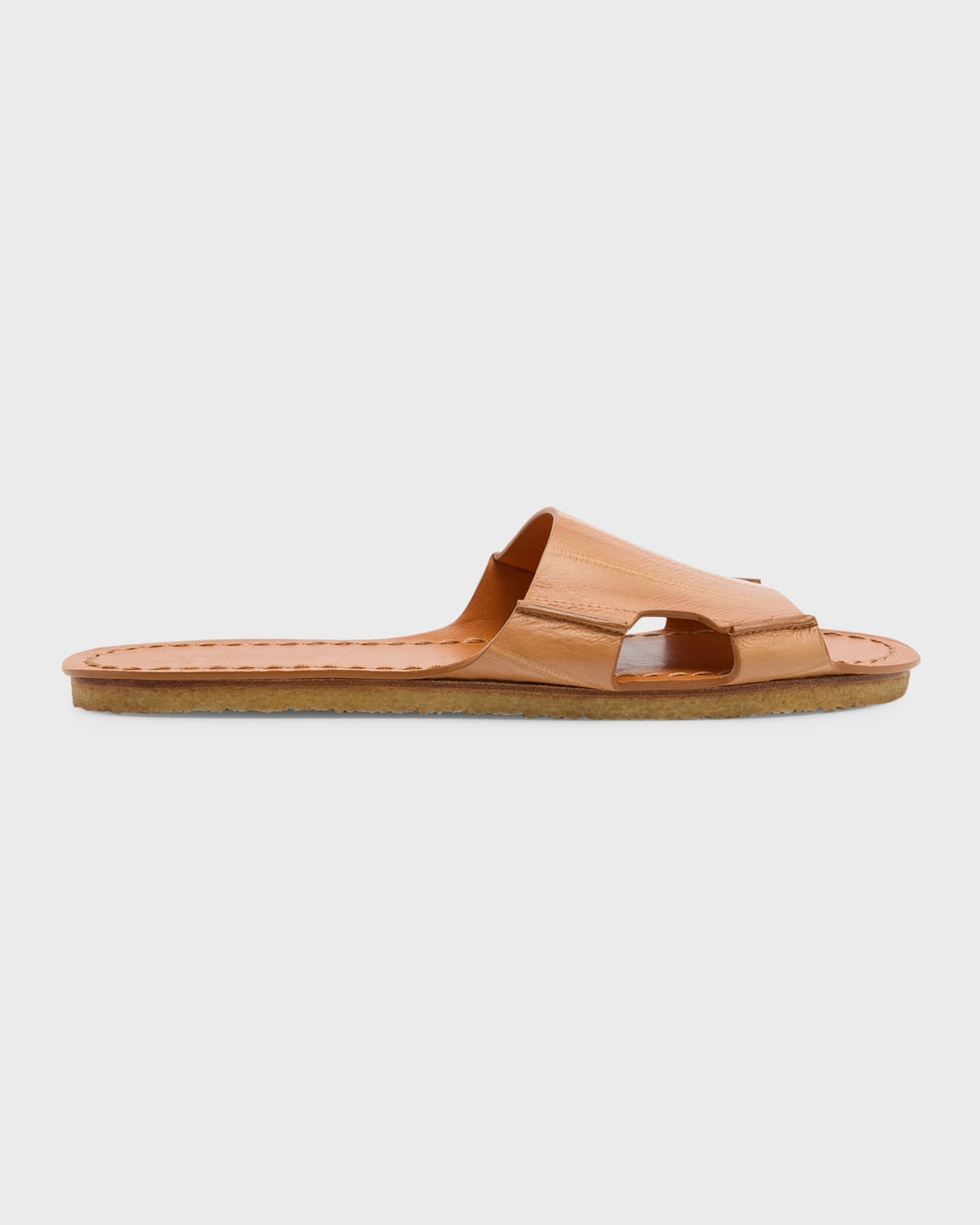 The Row Gene Leather Cutout Flat Sandals In Camel